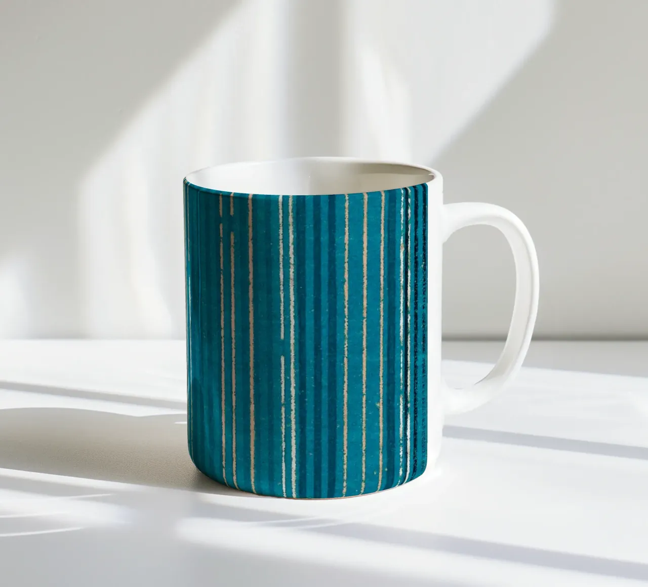 Pattern Lines Blue ceramic mug by Asian Art