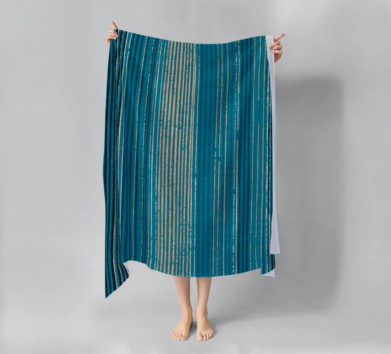 Pattern Lines Blue strandhanddoek van Asian Art