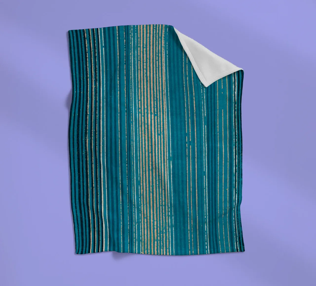 Pattern Lines Blue fleecedeken van Asian Art