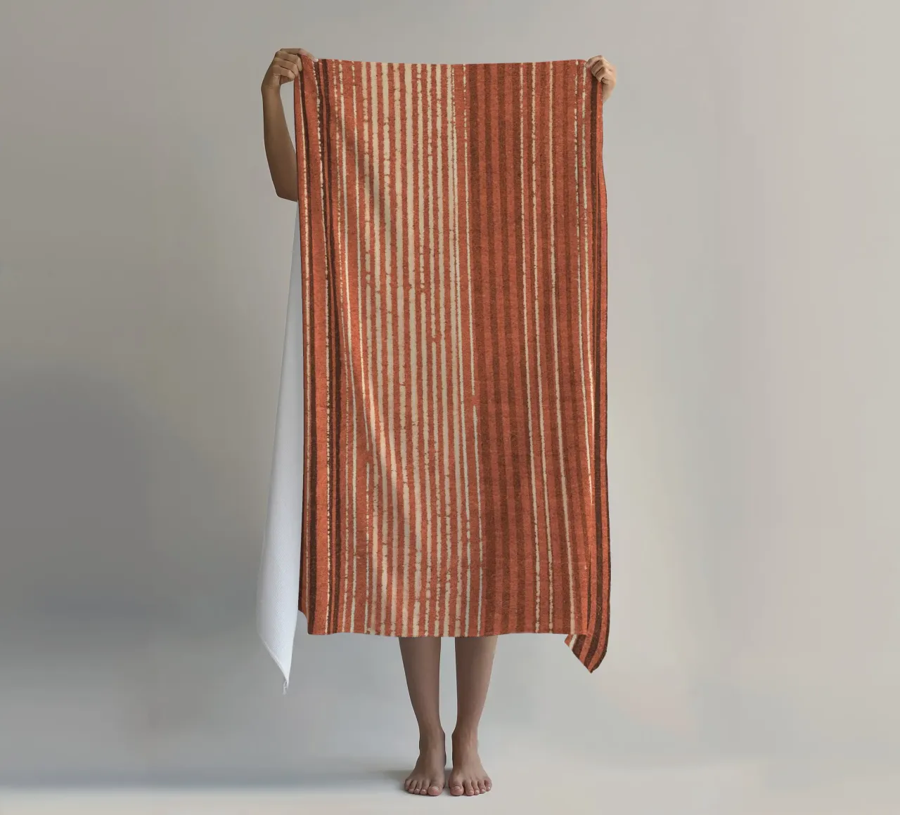 Pattern Lines Terracotta telo mare da Asian Art