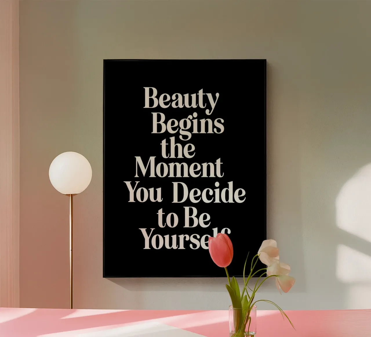 Beauty Begins the Moment You Decide to Be Yourself acrylic glass by THE MOTIVATED TYPE