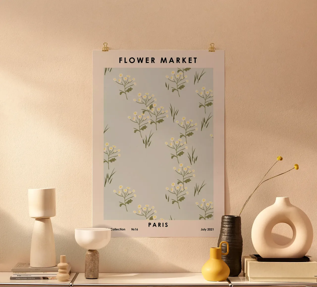 Mercato dei fiori di Parigi poster con telaio in plastica da NKTN Design