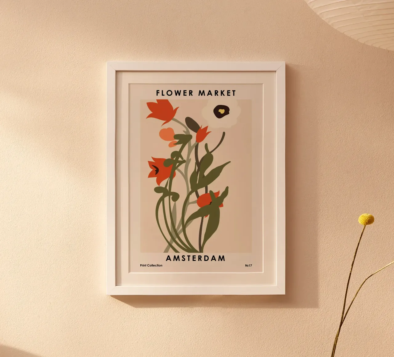 Mercato dei fiori di Amsterdam poster con telaio in legno da NKTN Design