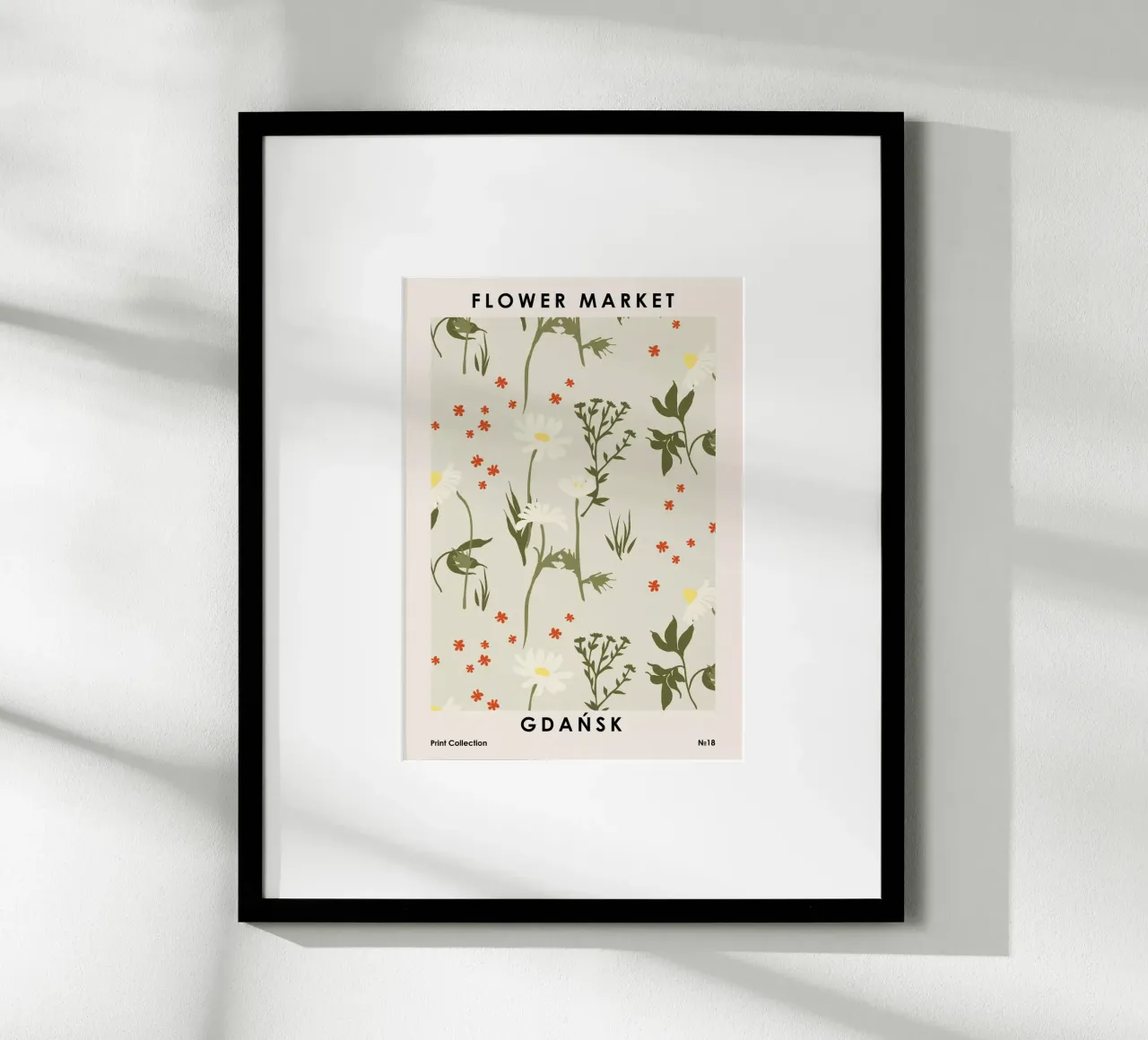 Mercato dei fiori di Danzica poster con telaio in legno da NKTN Design