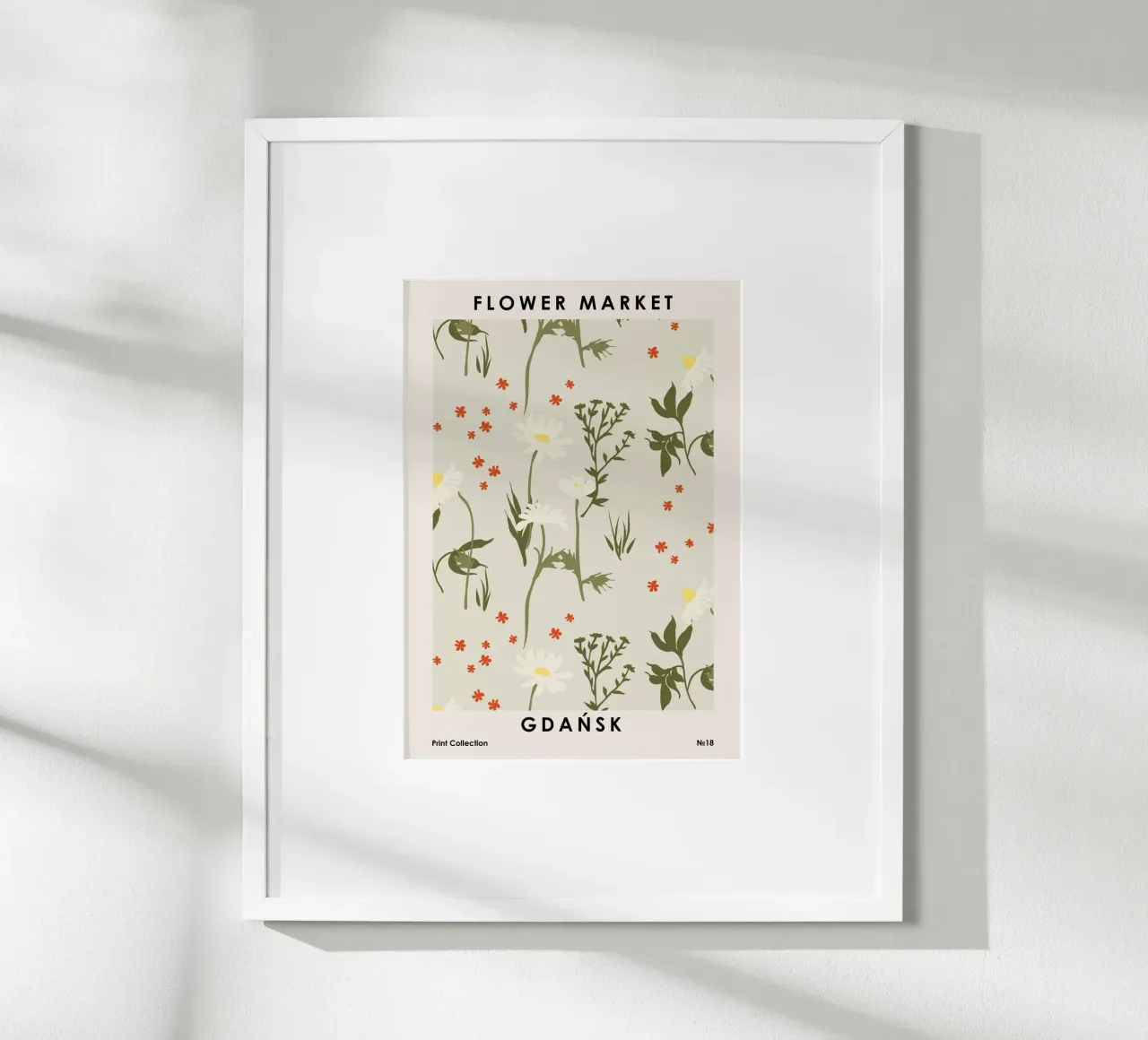 Mercato dei fiori di Danzica poster con telaio in legno da NKTN Design