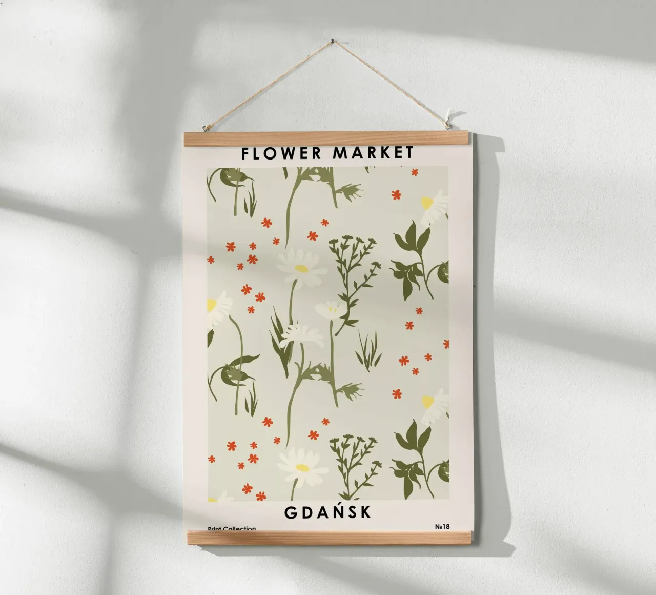 Mercato dei fiori di Danzica poster con telaio in legno da NKTN Design