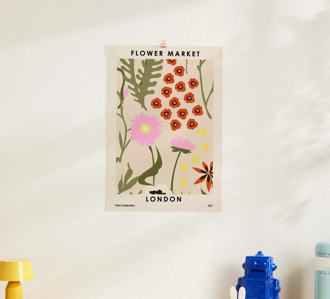 Mercato dei fiori di Londra poster con telaio in legno da NKTN Design
