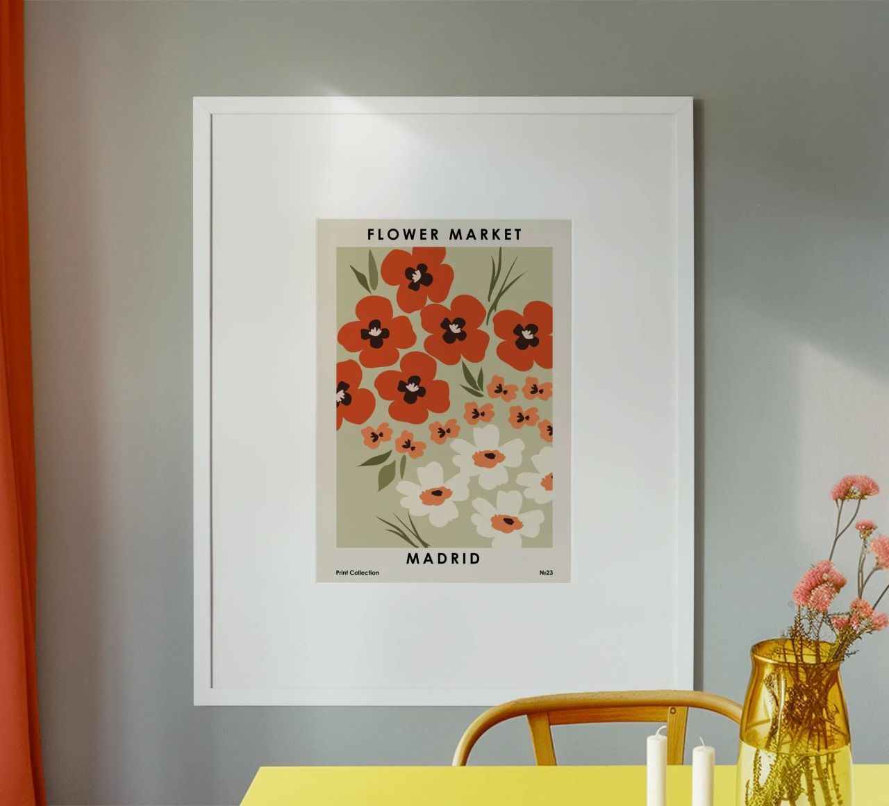 Bloemenmarkt Madrid poster van NKTN Design