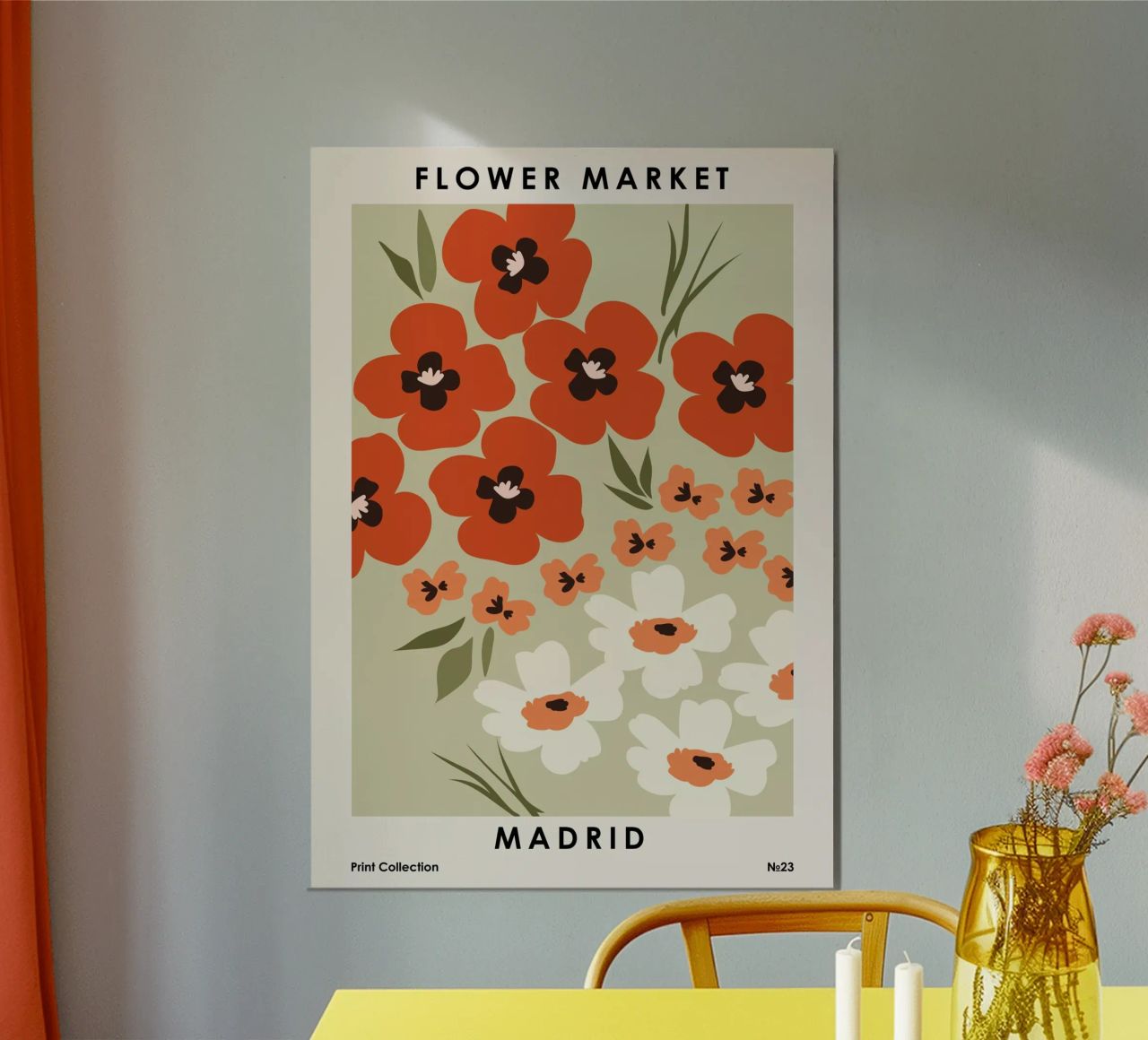 Bloemenmarkt Madrid poster van NKTN Design