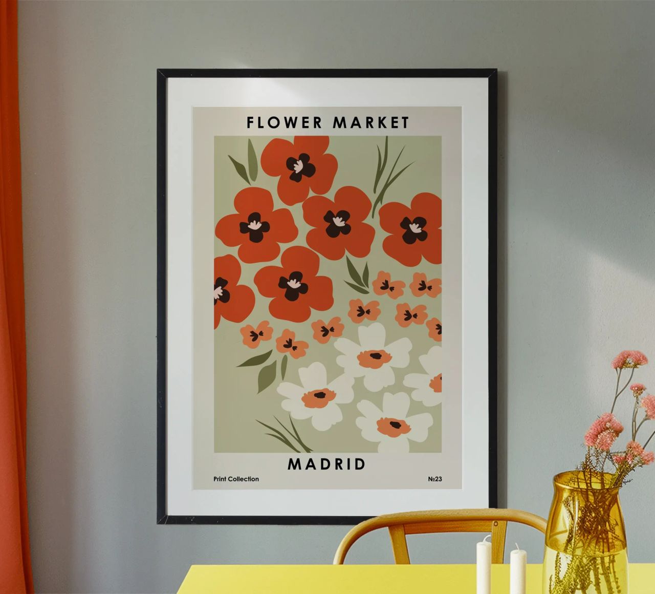 Bloemenmarkt Madrid poster van NKTN Design