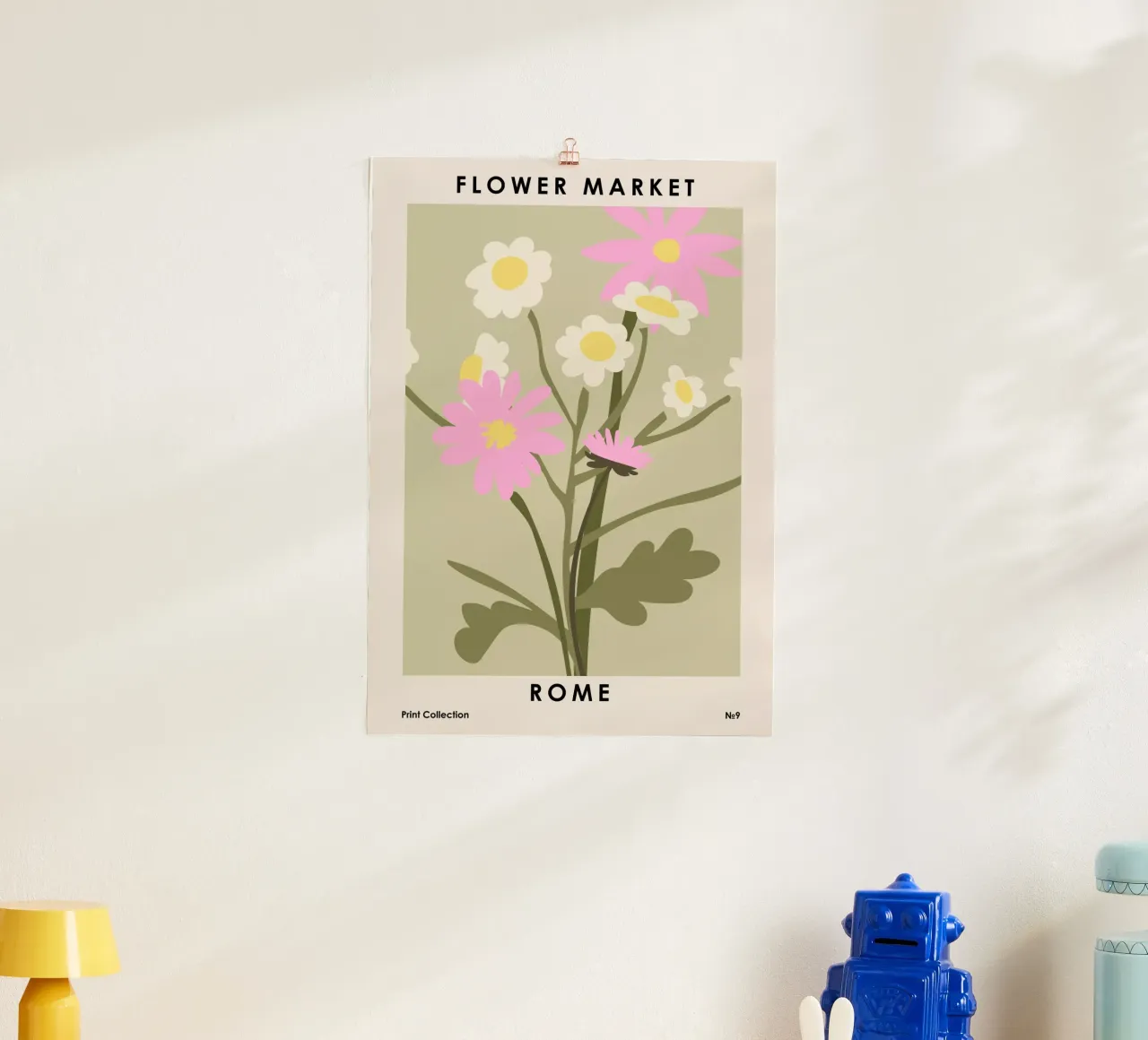 Mercato dei fiori Roma poster con telaio in alluminio da NKTN Design