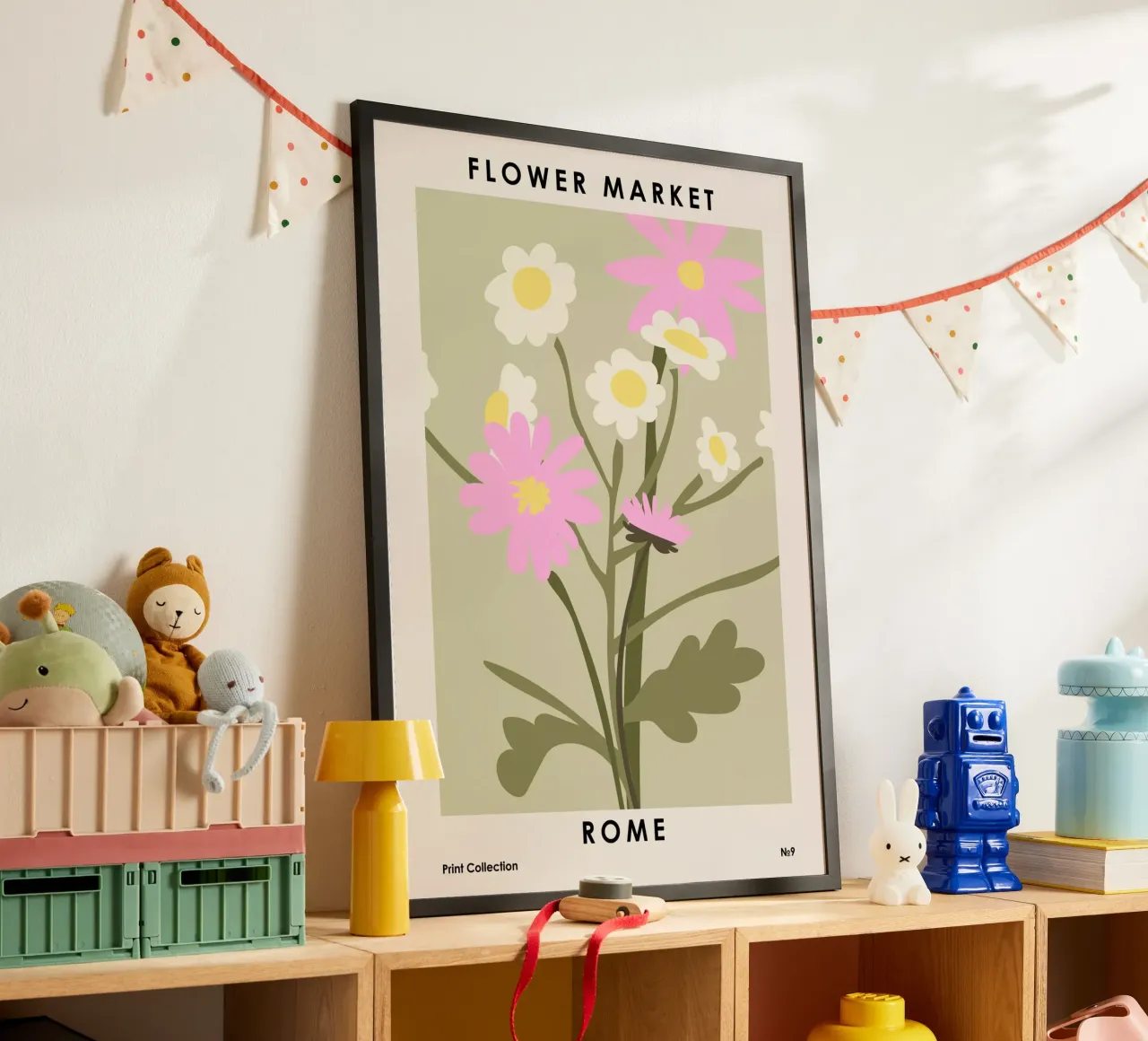 Mercato dei fiori Roma poster con telaio in alluminio da NKTN Design