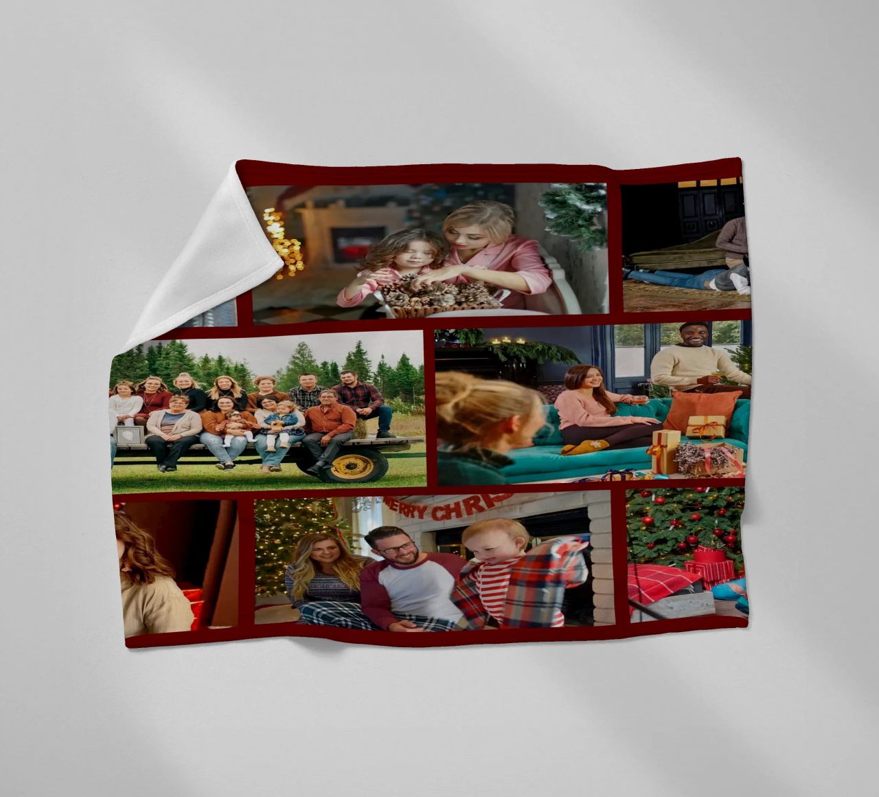 Gepersonaliseerde kerst 8 fotocollage op maat fleecedeken van Shark Printables