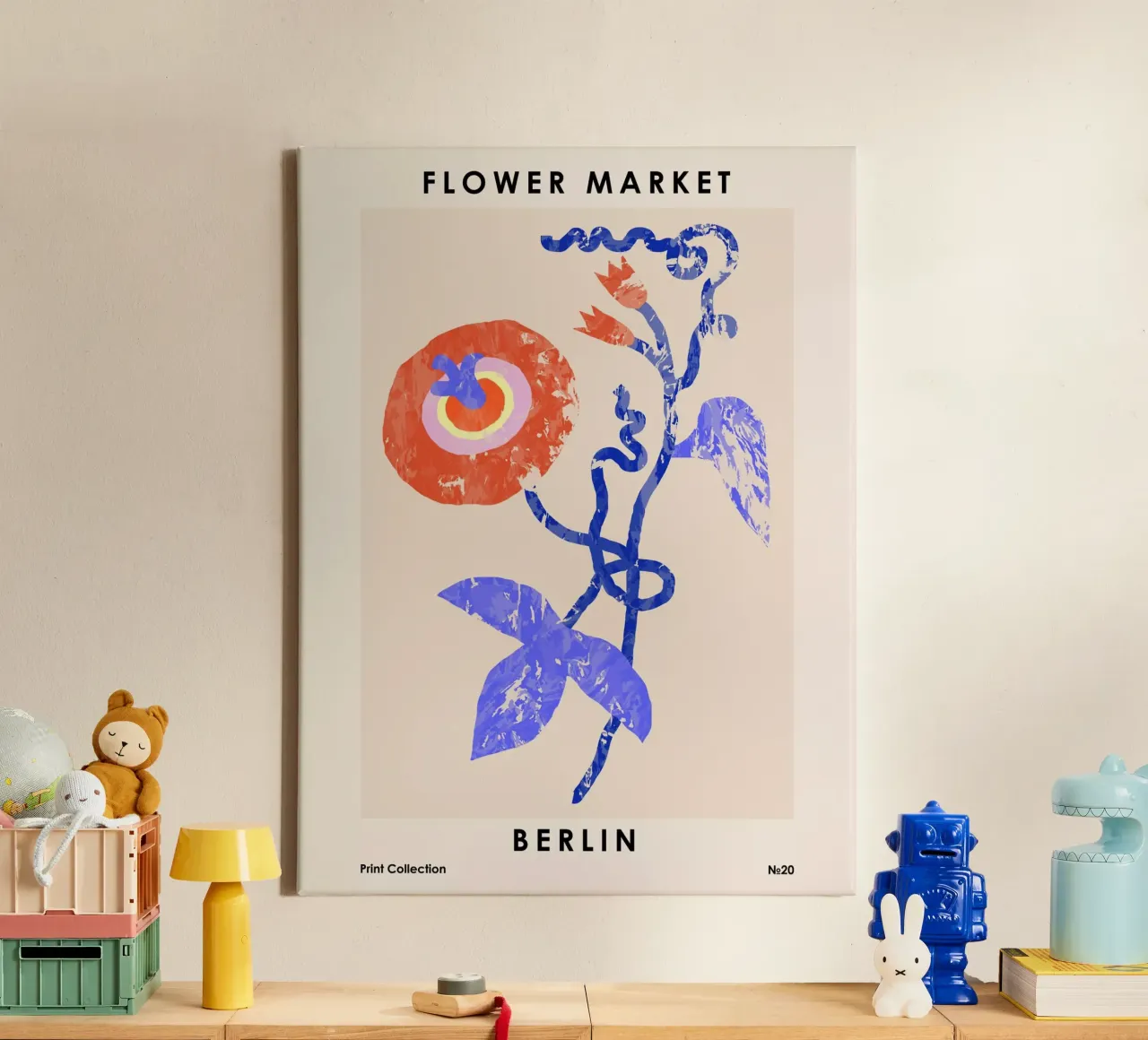 Bloemenmarkt. Berlijn canvas met Baklijst van NKTN Design