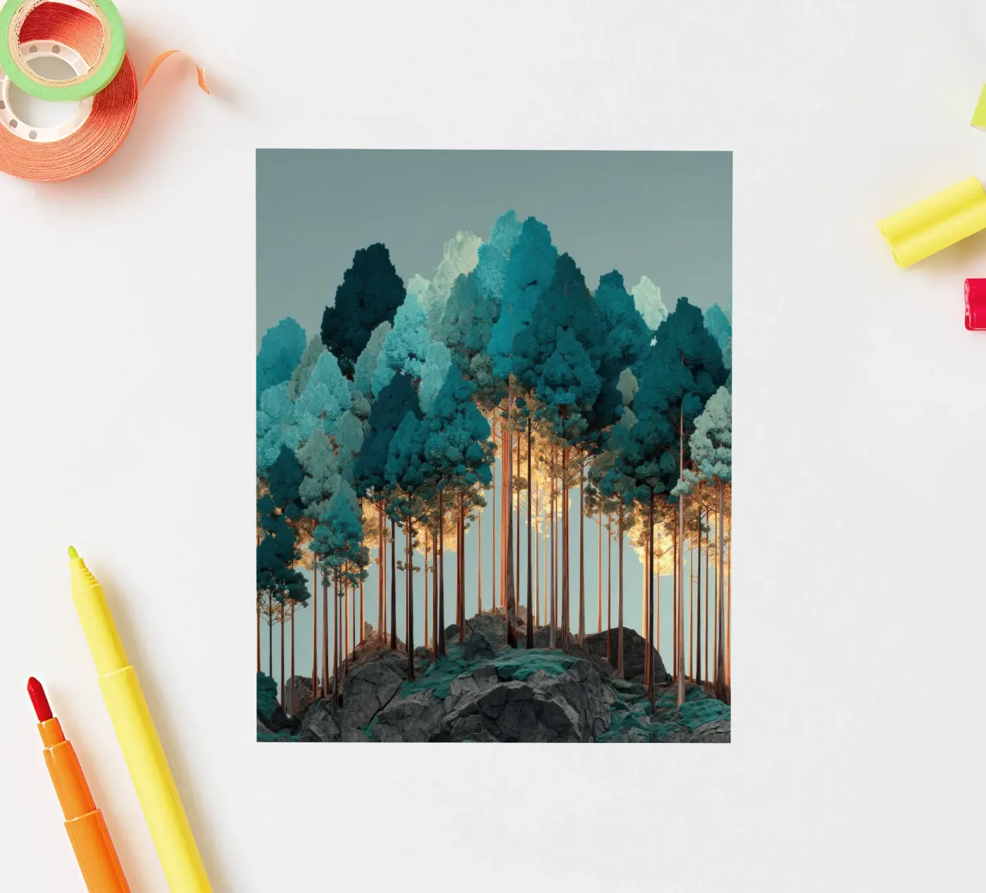 Trees sticker van Art Unleashed