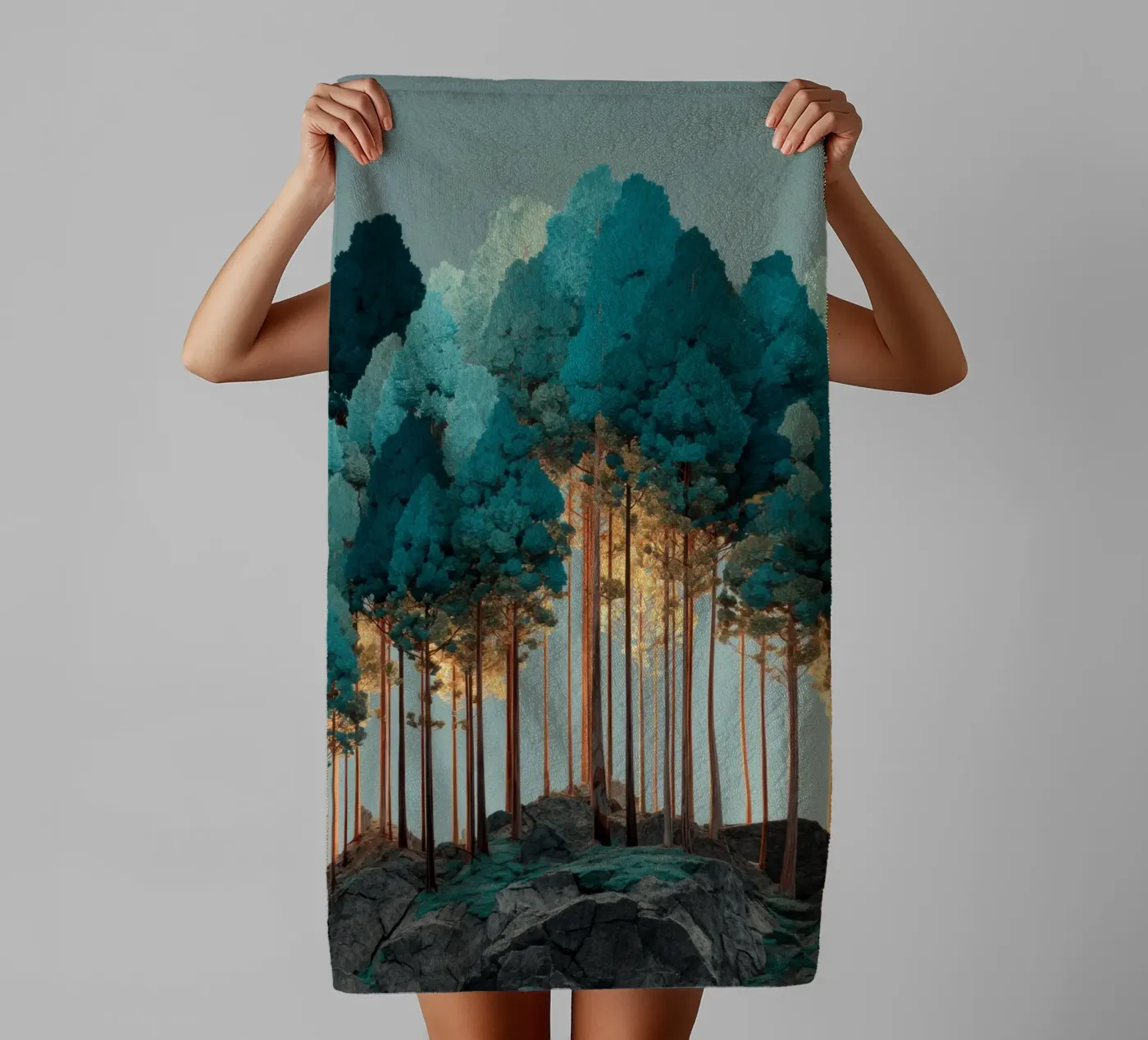 Trees badhanddoek van Art Unleashed