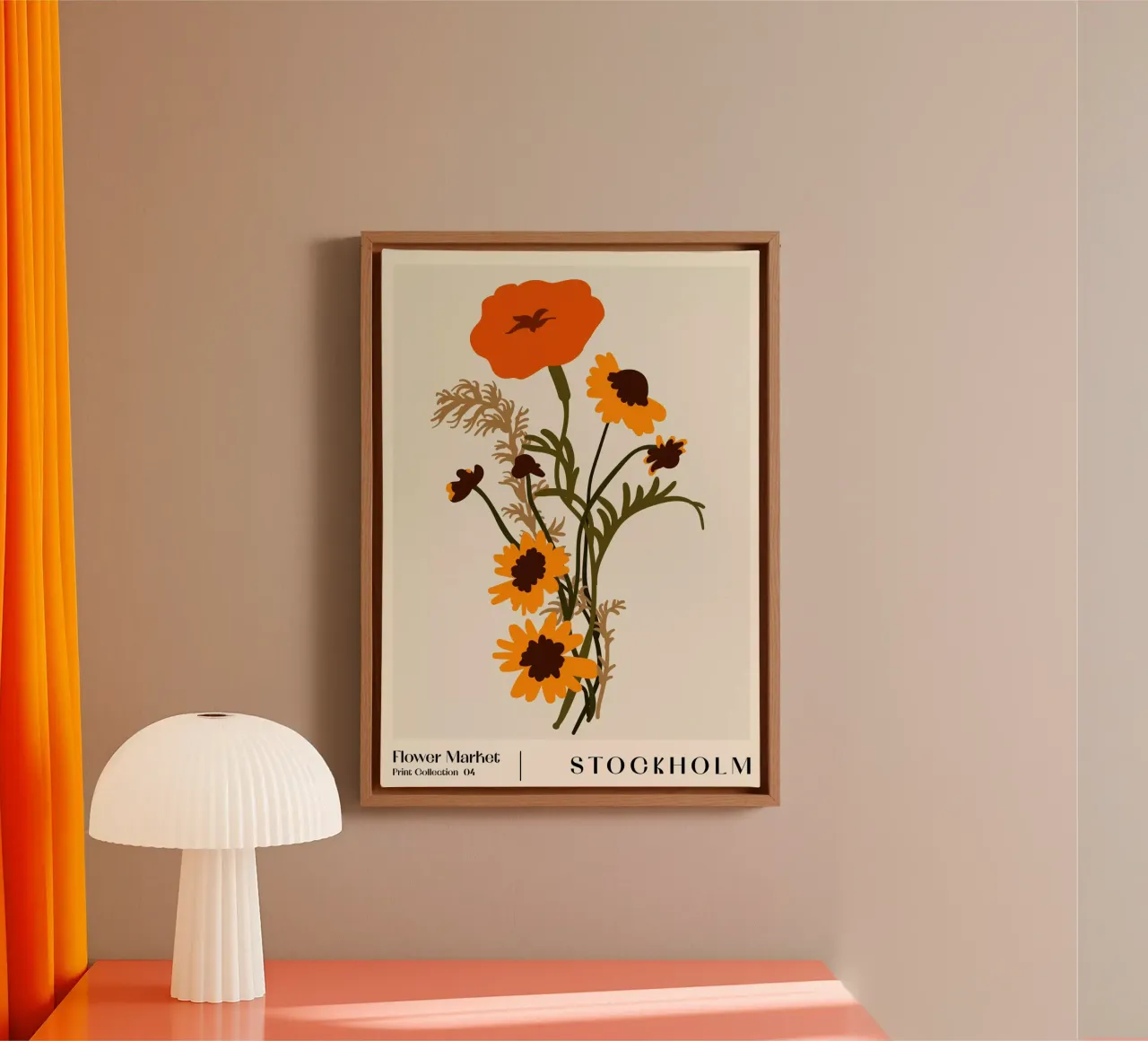 Mercado de las flores. Estocolmo lienzo con Marco flotante de NKTN Design