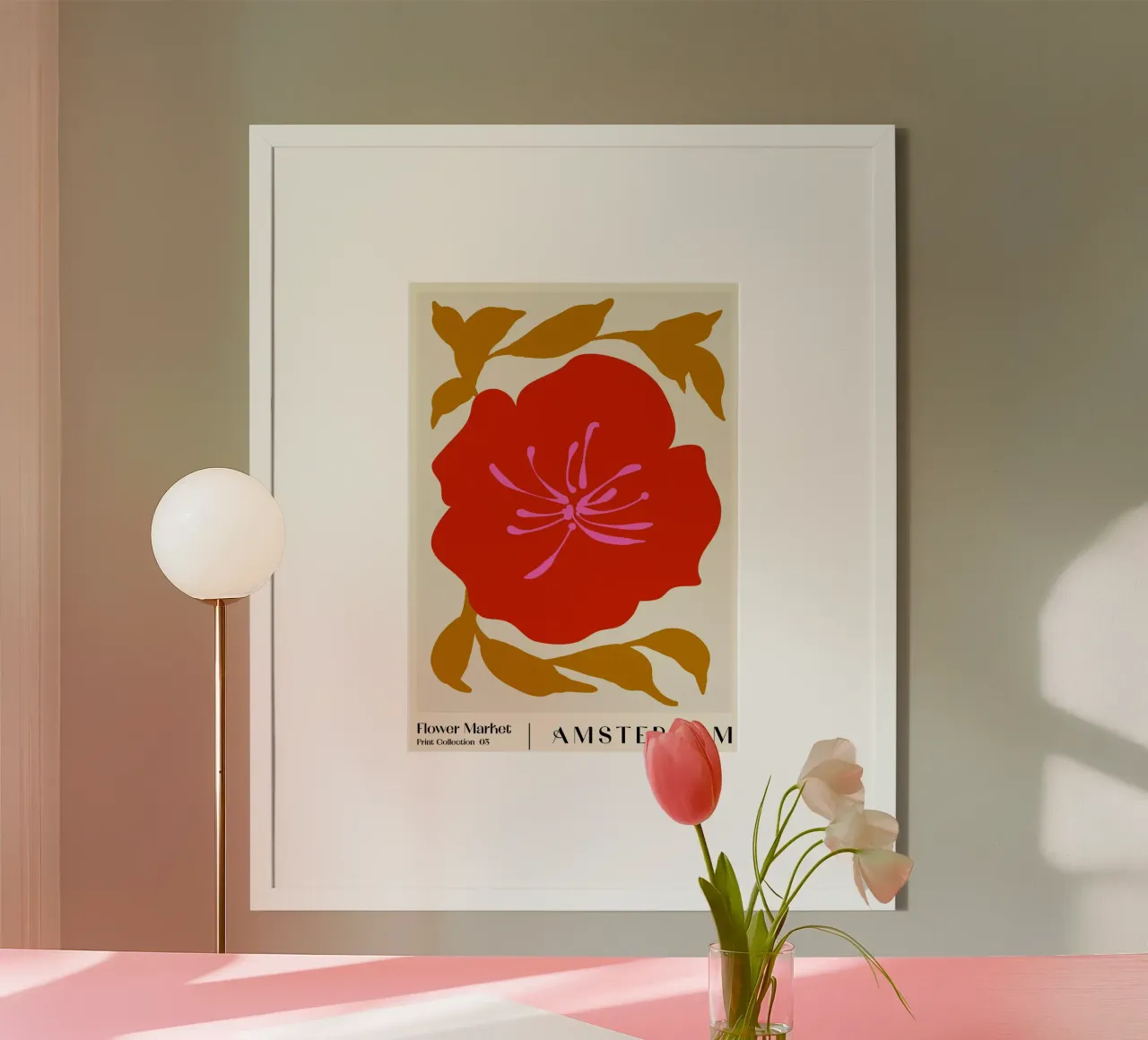 Mercato dei fiori. Amsterdam poster con telaio in legno da NKTN Design