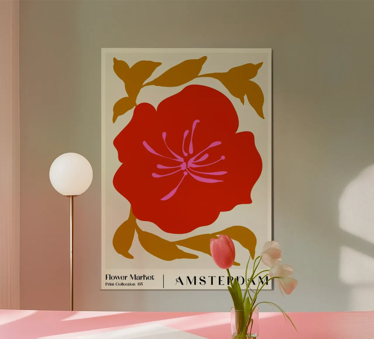 Mercato dei fiori. Amsterdam poster con telaio in legno da NKTN Design