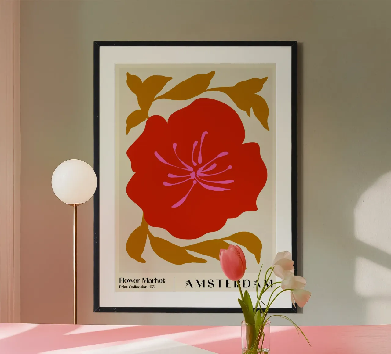 Mercato dei fiori. Amsterdam poster con telaio in legno da NKTN Design