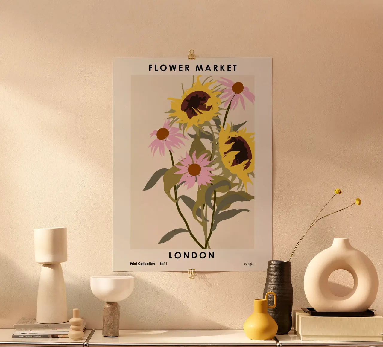 Mercato dei fiori. Londra poster con telaio in plastica da NKTN Design