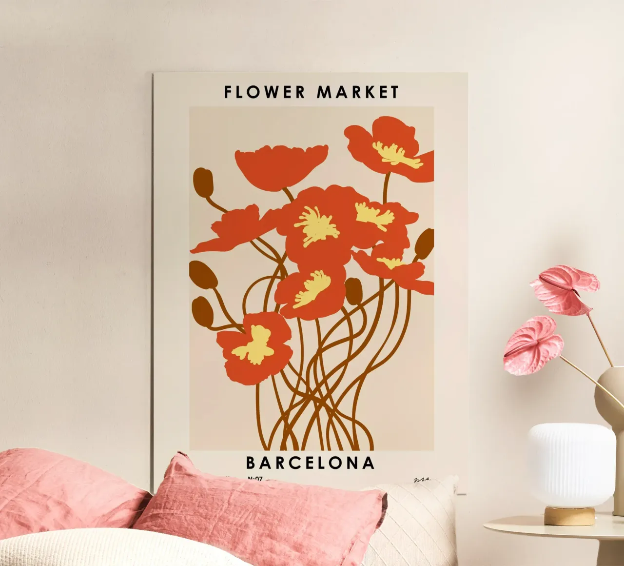 Mercato dei fiori. Barcellona poster con telaio in alluminio da NKTN Design