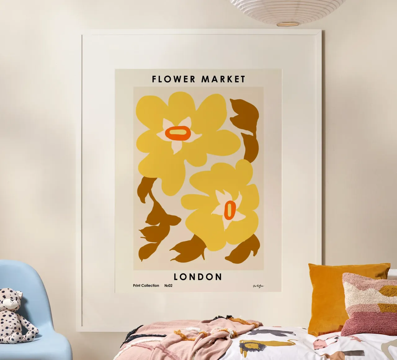 Mercato dei fiori. Londra poster con telaio in plastica da NKTN Design