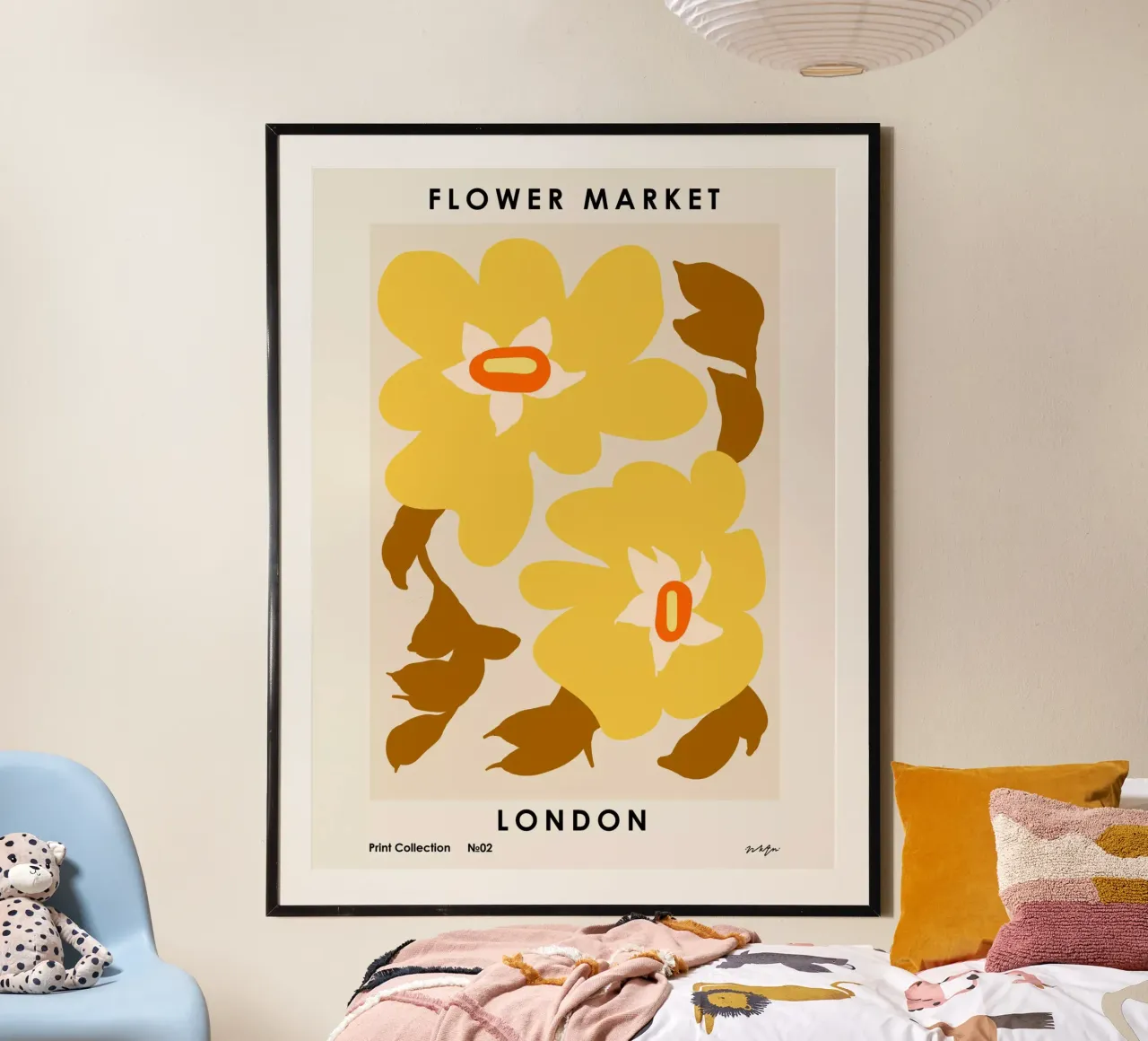 Mercato dei fiori. Londra poster con telaio in plastica da NKTN Design