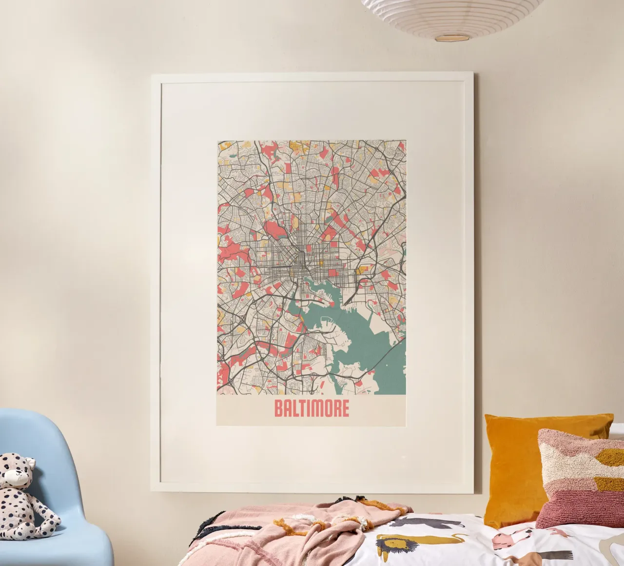 Baltimore City Map - Stijlvolle kunstdruk | FineArt Print poster van MOOODZART