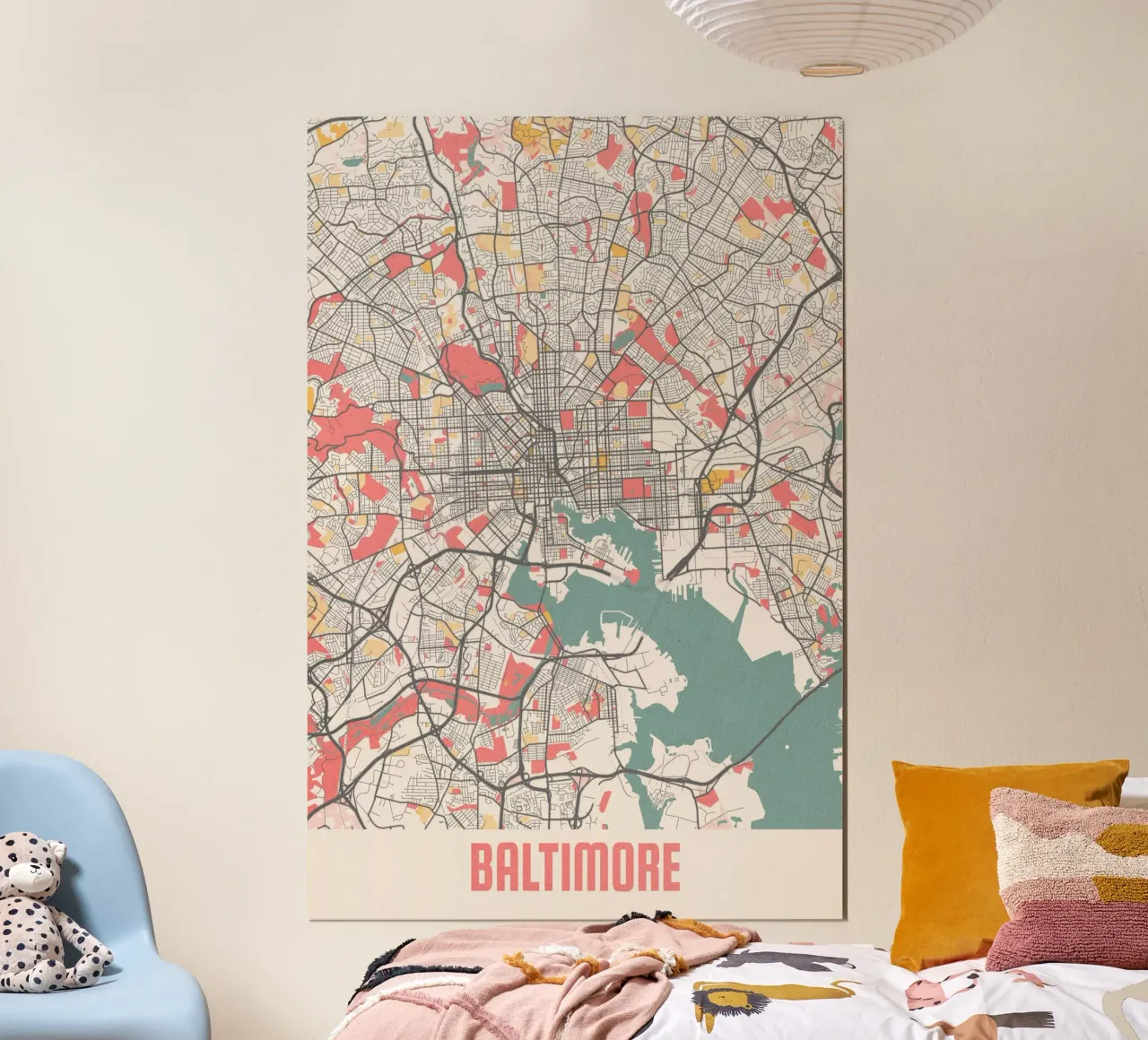 Baltimore City Map - Stijlvolle kunstdruk | FineArt Print poster van MOOODZART