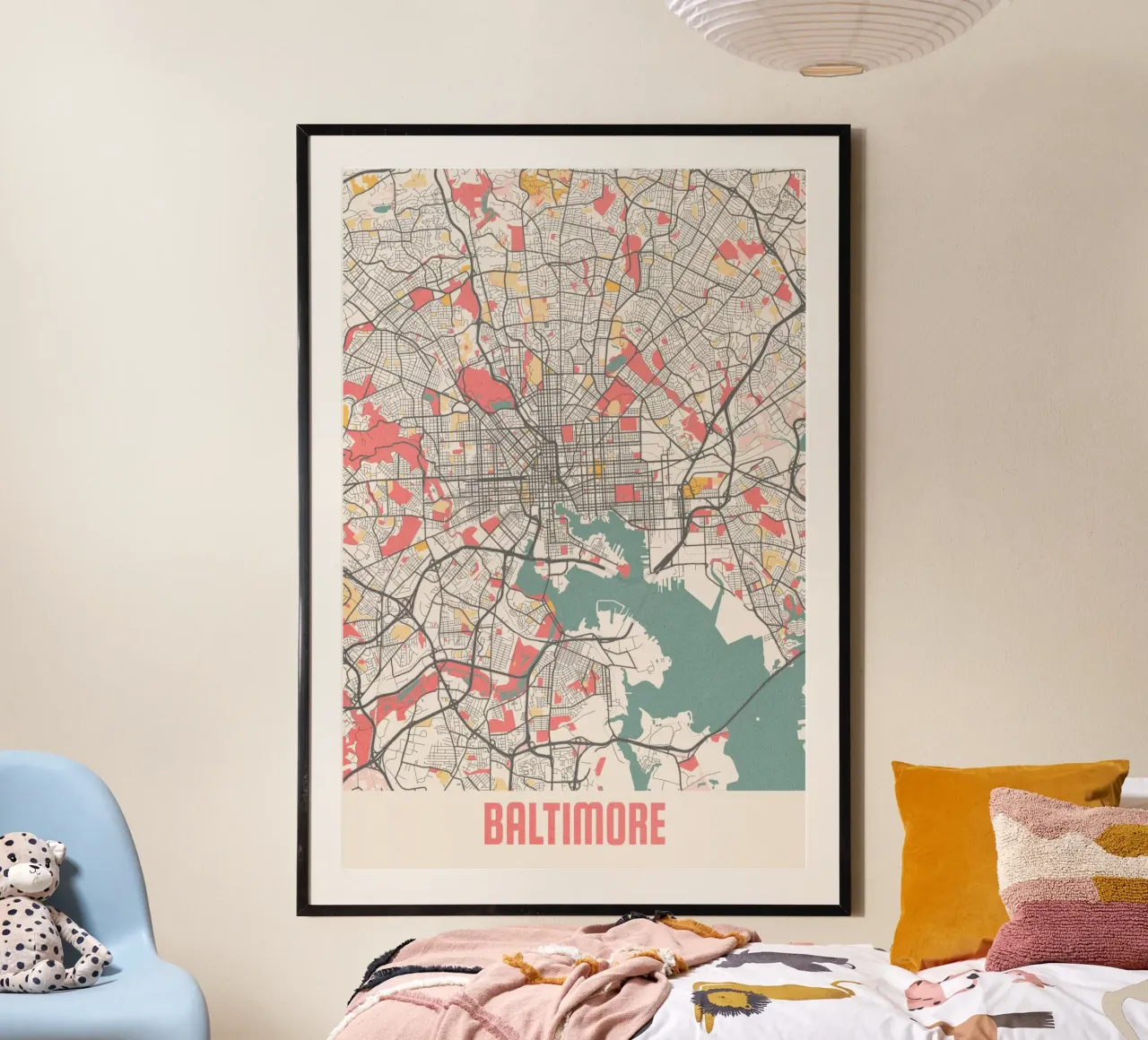 Baltimore City Map - Stijlvolle kunstdruk | FineArt Print poster van MOOODZART