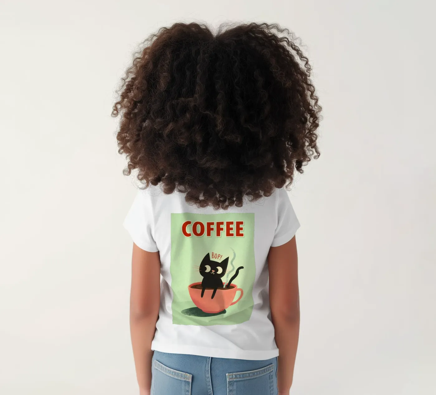 gatto caffè t-shirt bambini da pasadenan