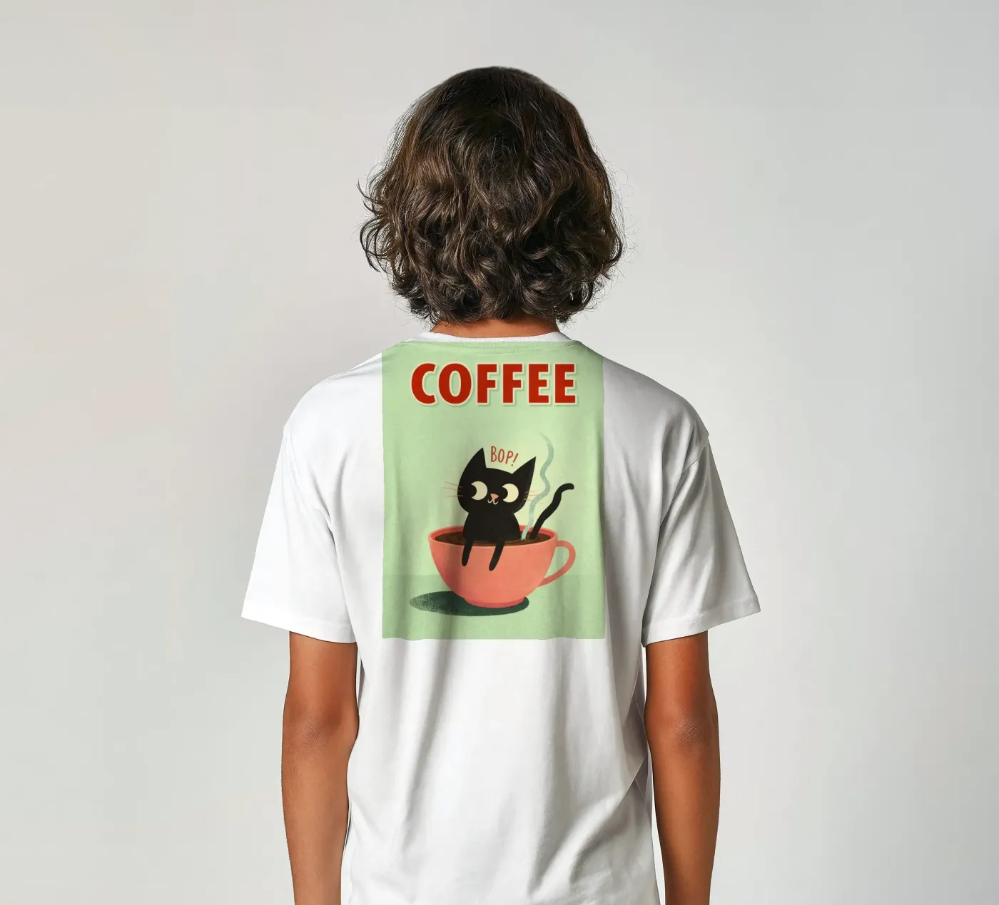 gatto caffè t-shirt bambini da pasadenan