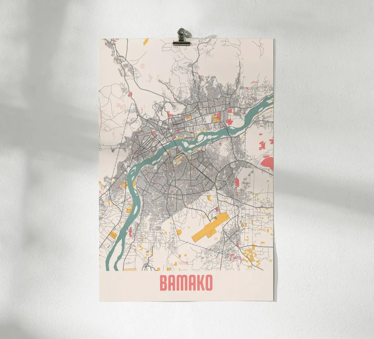 Bamako City Map - Stylish Art Print | FineArt Print poster by MOOODZART
