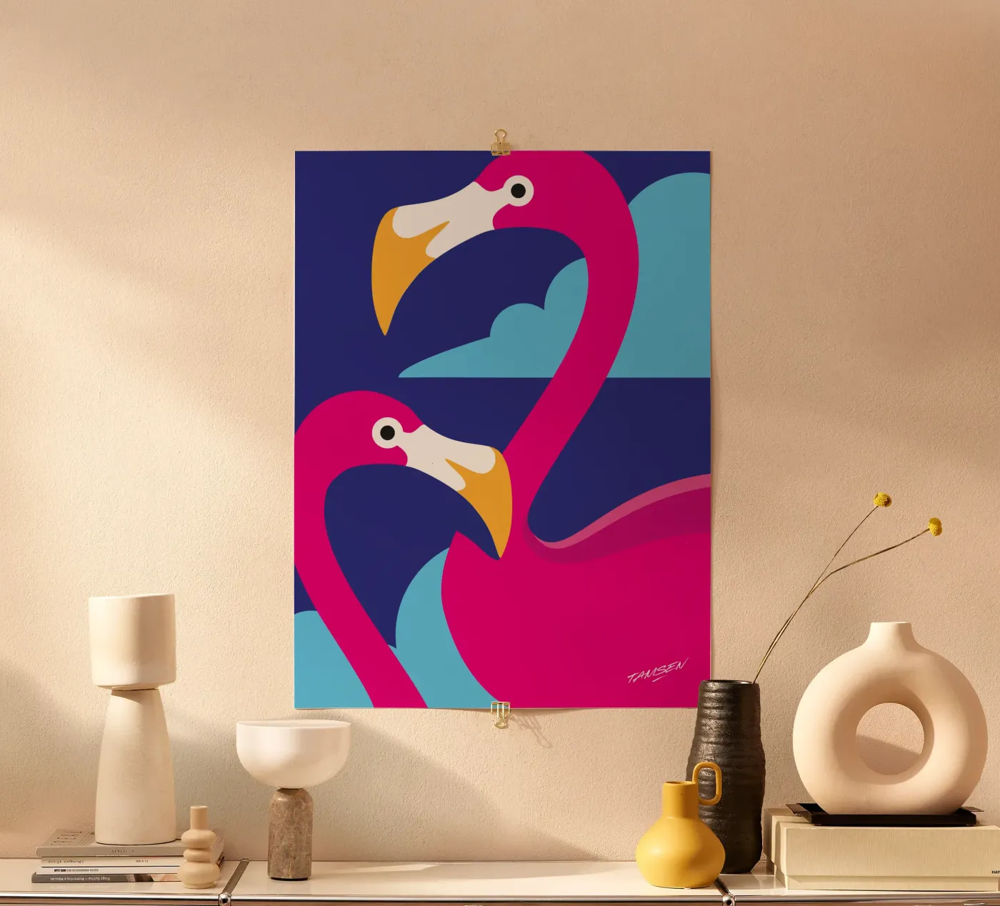 Flamingo Poster von Tamsen Design