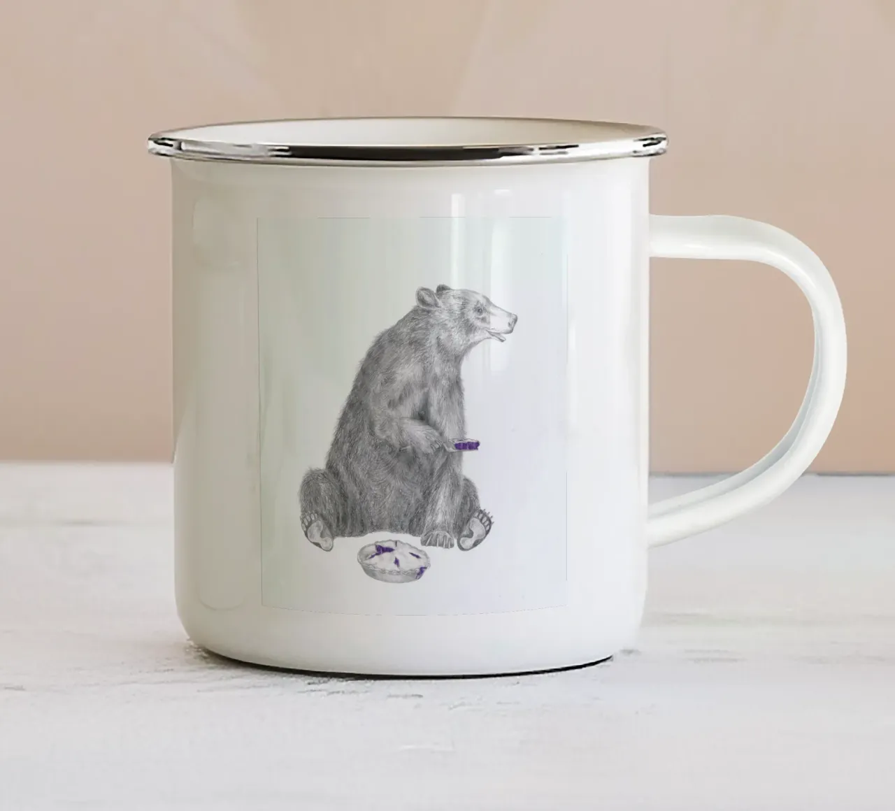 Albert Finnegan Black Bear tazza in smalto da Le Canot Rouge
