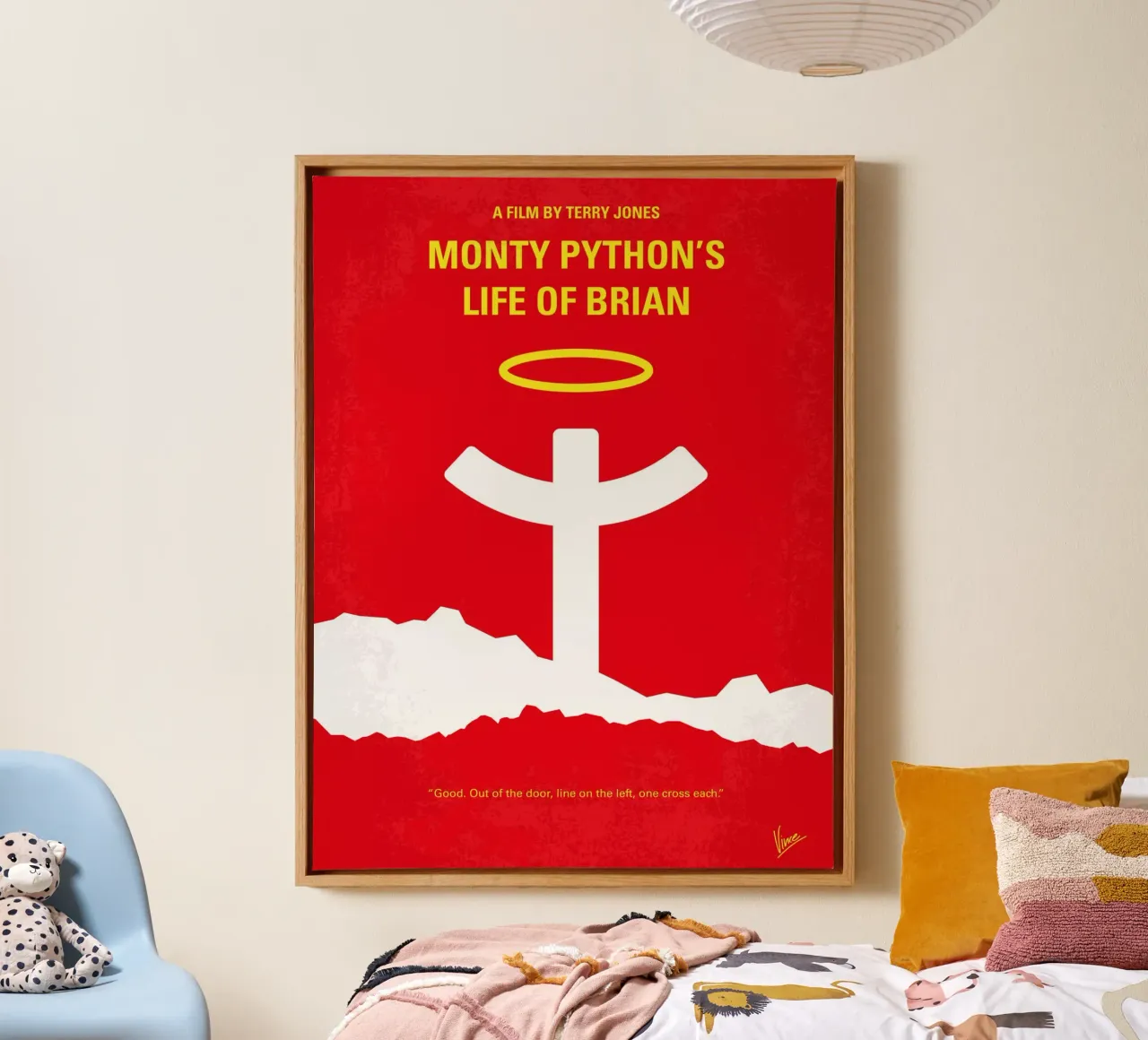 No182 My Life of brian minimal movie poster canvas met Baklijst van Chungkong
