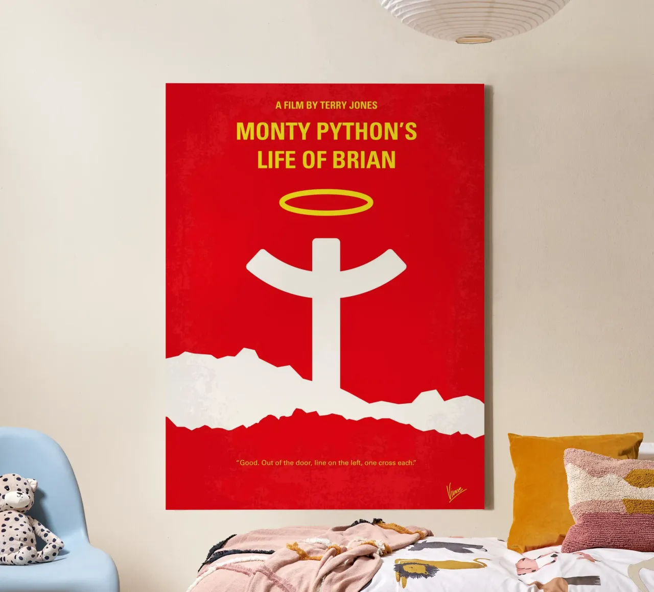 No182 My Life of brian minimal movie poster canvas met Baklijst van Chungkong