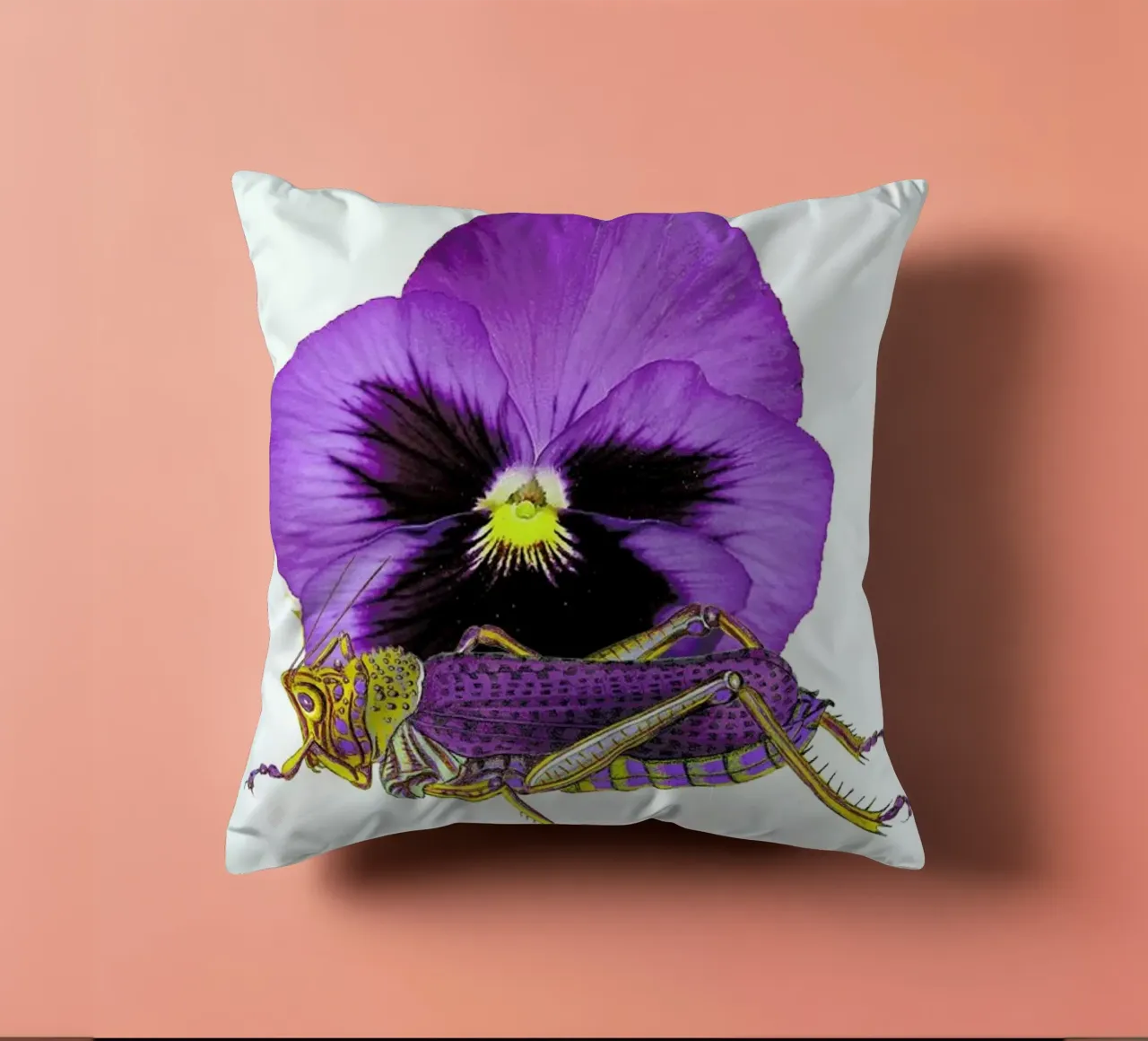 Purple Grasshopper and Viola cuscino da Rococco LA