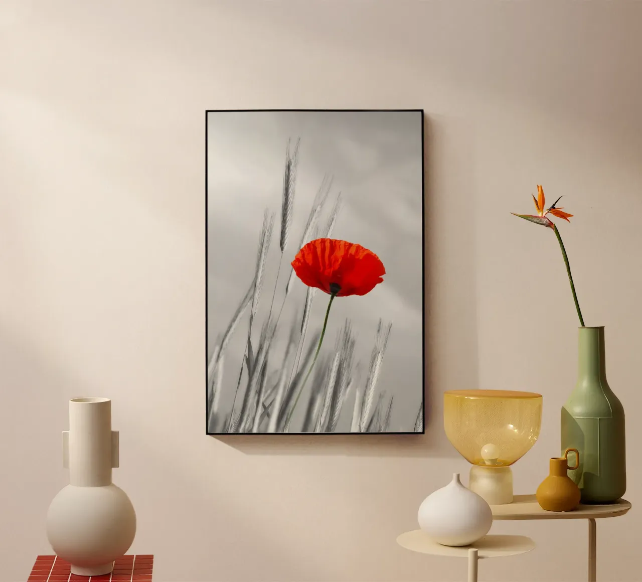 Rode papaverbloem acryl van Atteloi