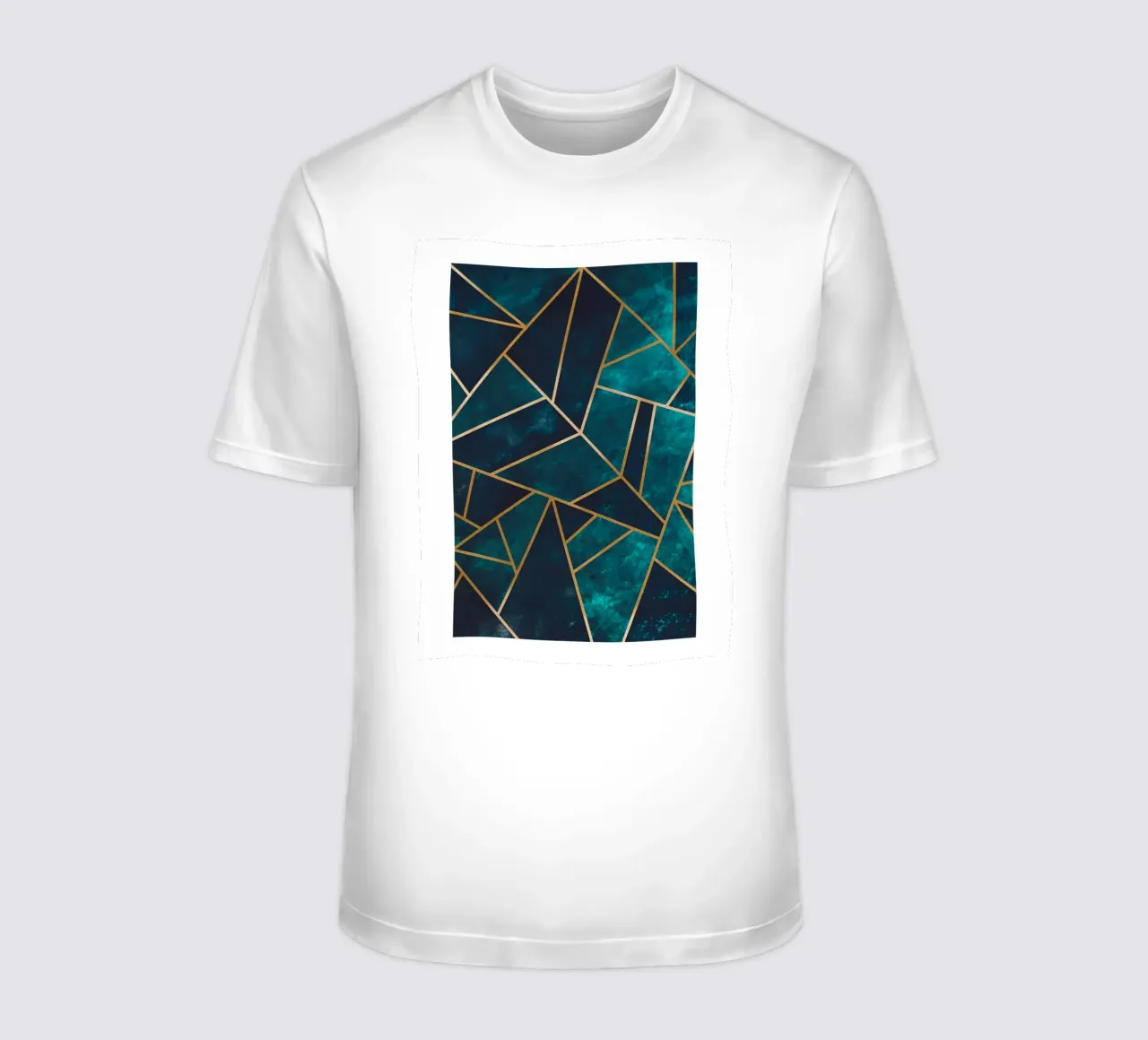 Golden geometry - abstract art in turquoise t-shirt by Whole©