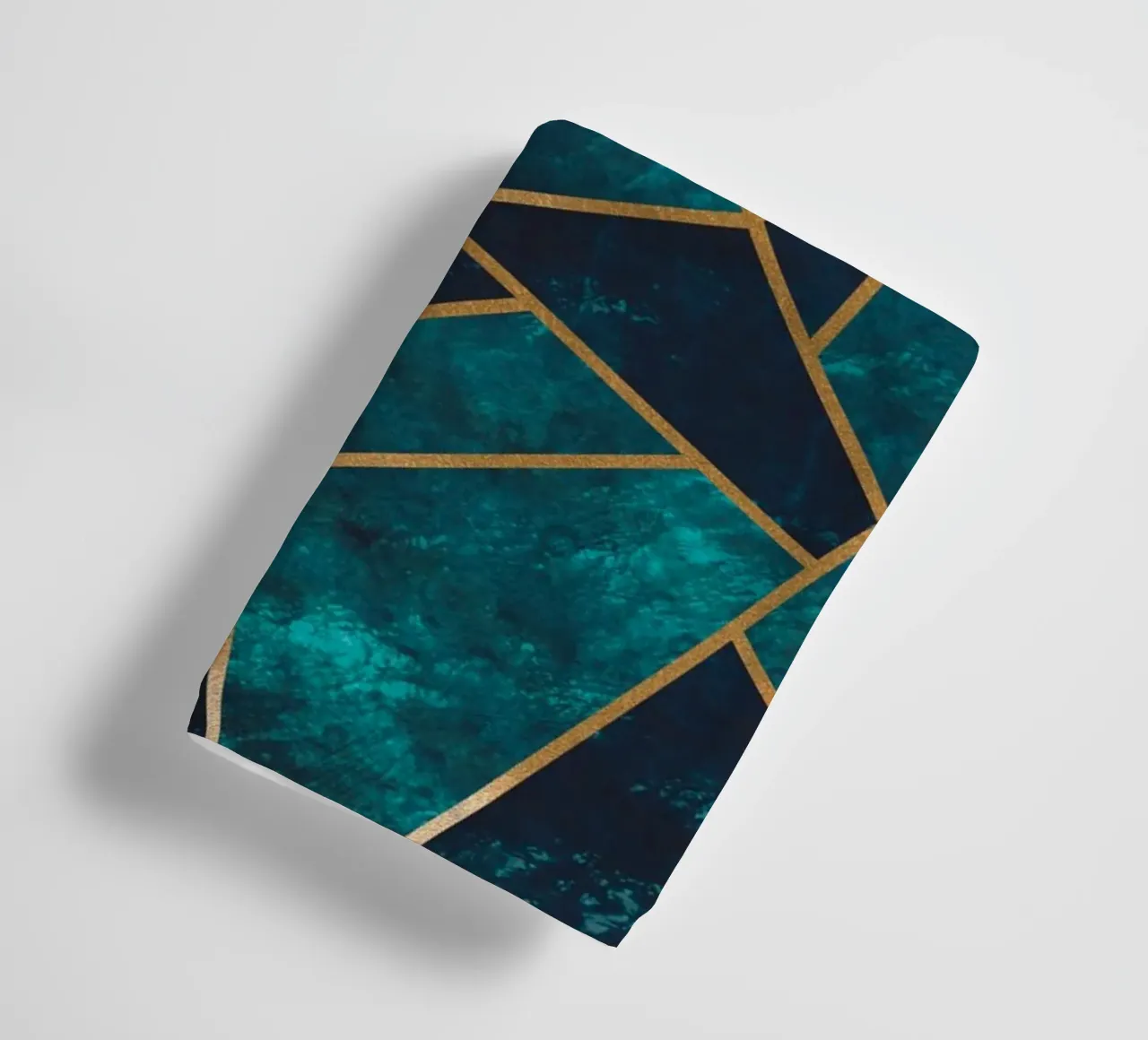 Golden geometry - abstract art in turquoise towel by Whole©