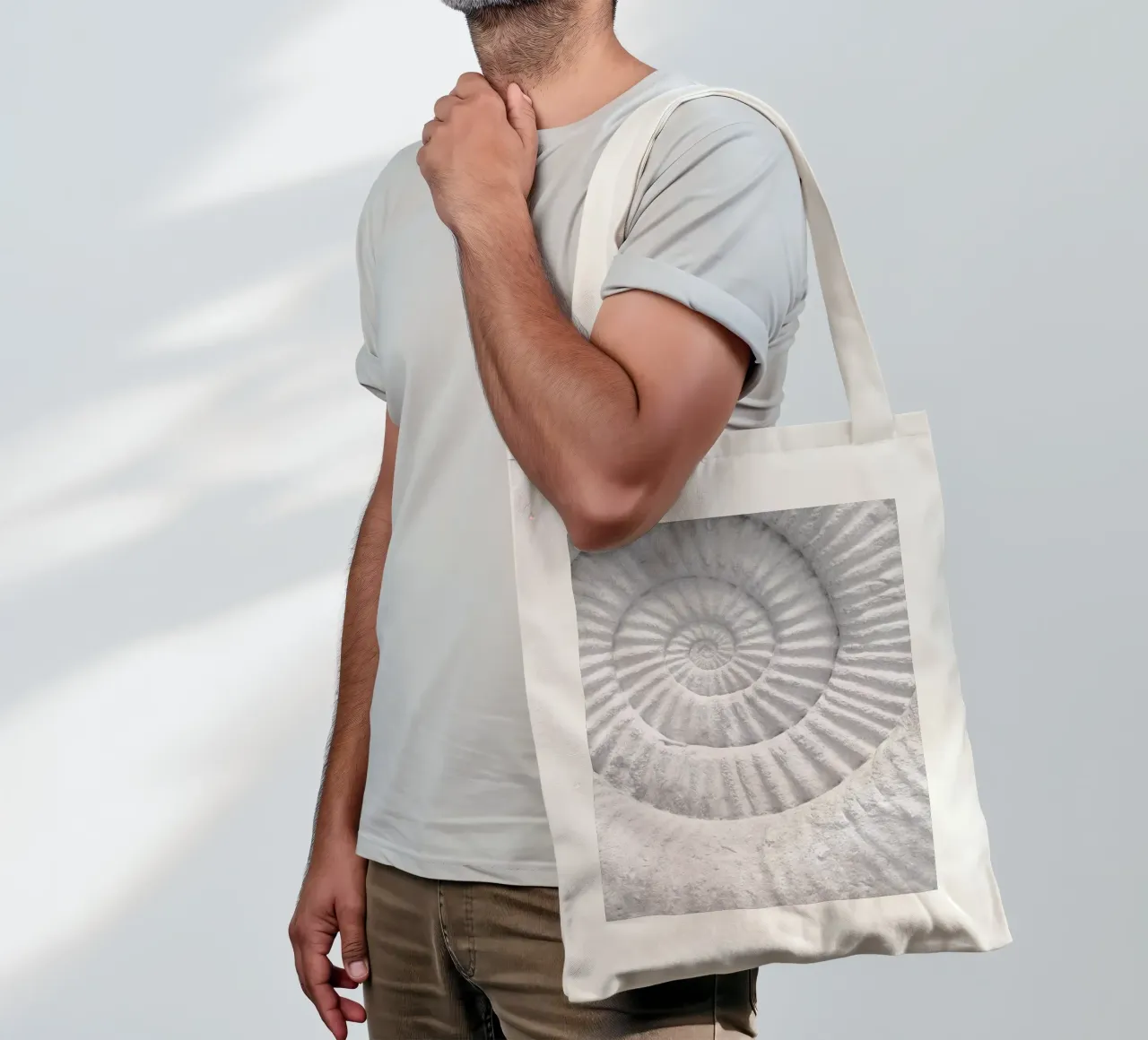 Fossil spiral - Timeless natural art in a minimalist style tote bag by Whole©