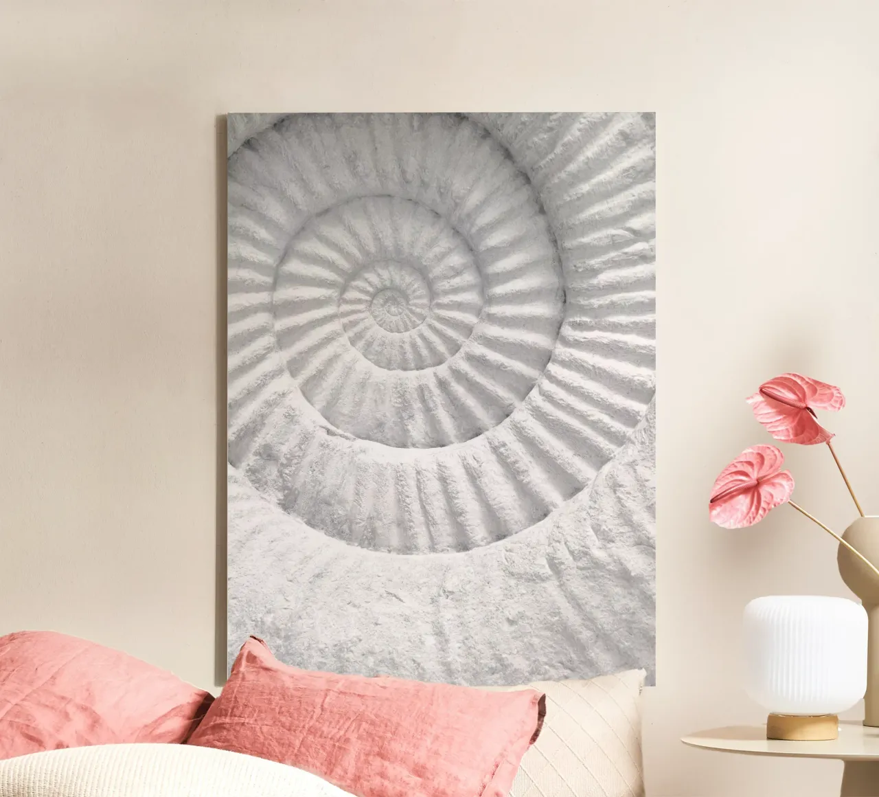 Fossil spiral - Timeless natural art in a minimalist style canvas by Whole©