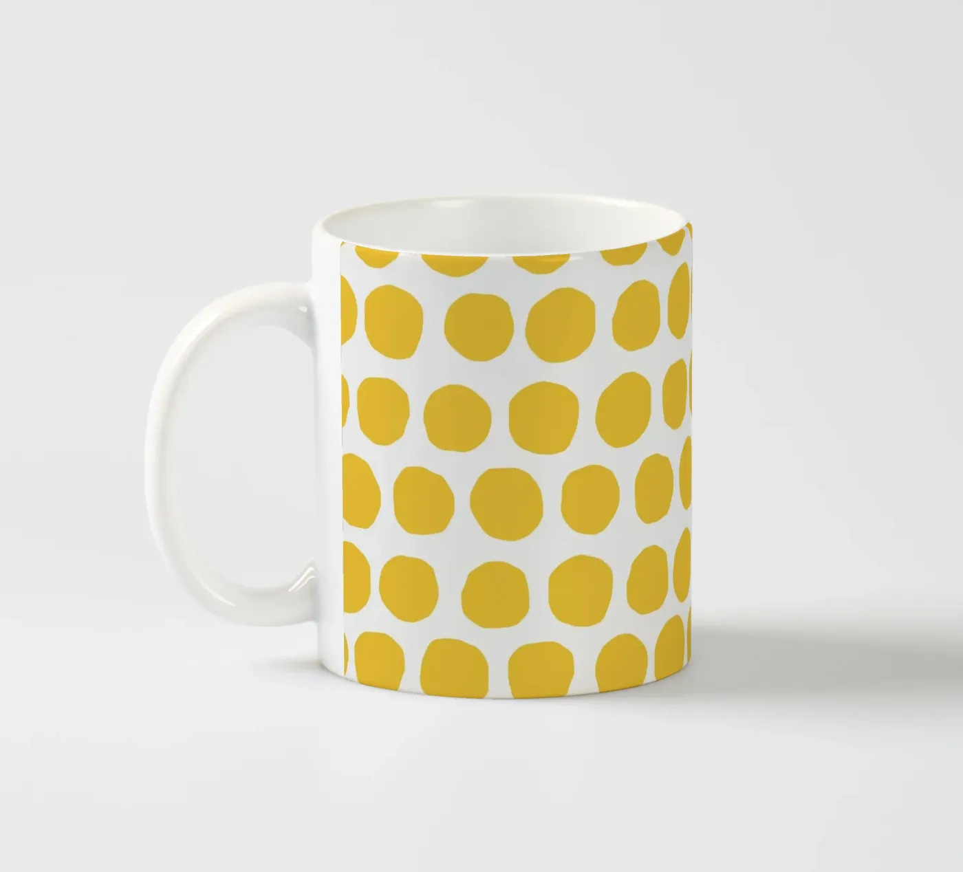 Yellow Dot Pattern ceramic mug by treechild