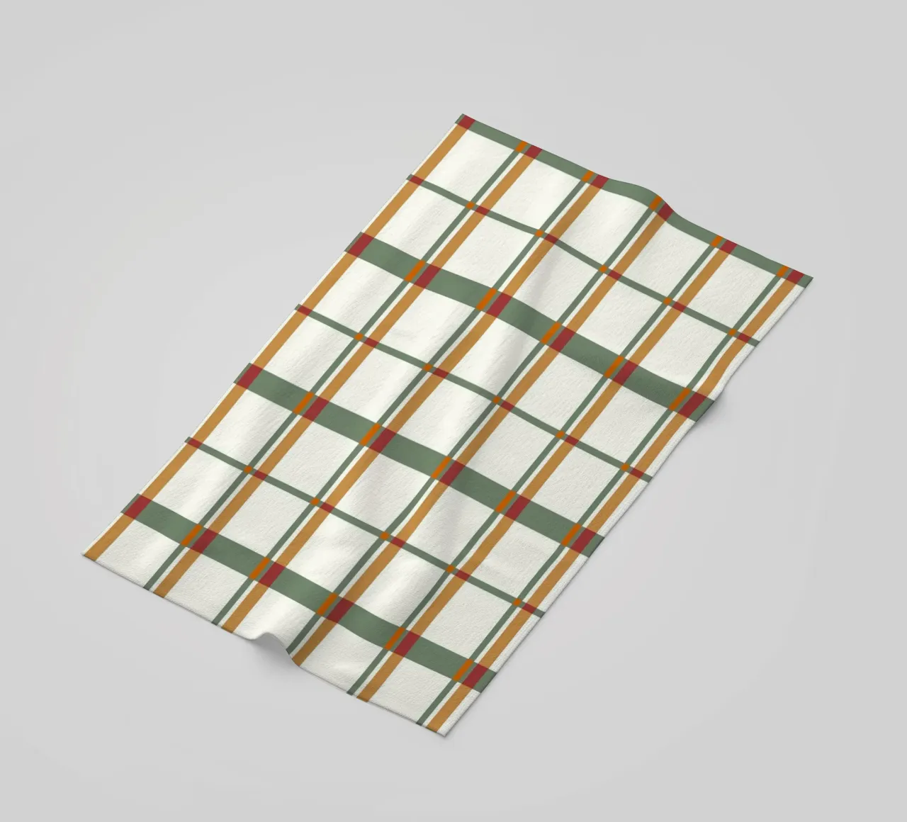 Squared Green Red Pattern Strandtuch von treechild