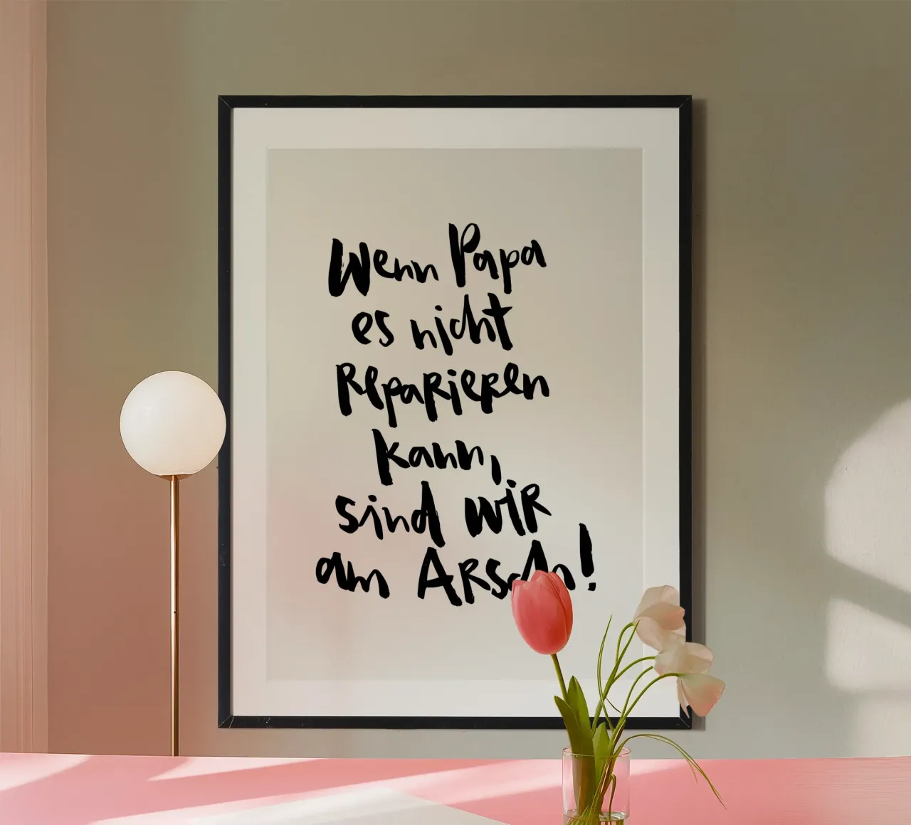 Papa reparieren poster con telaio in legno da Brushmeetspaper