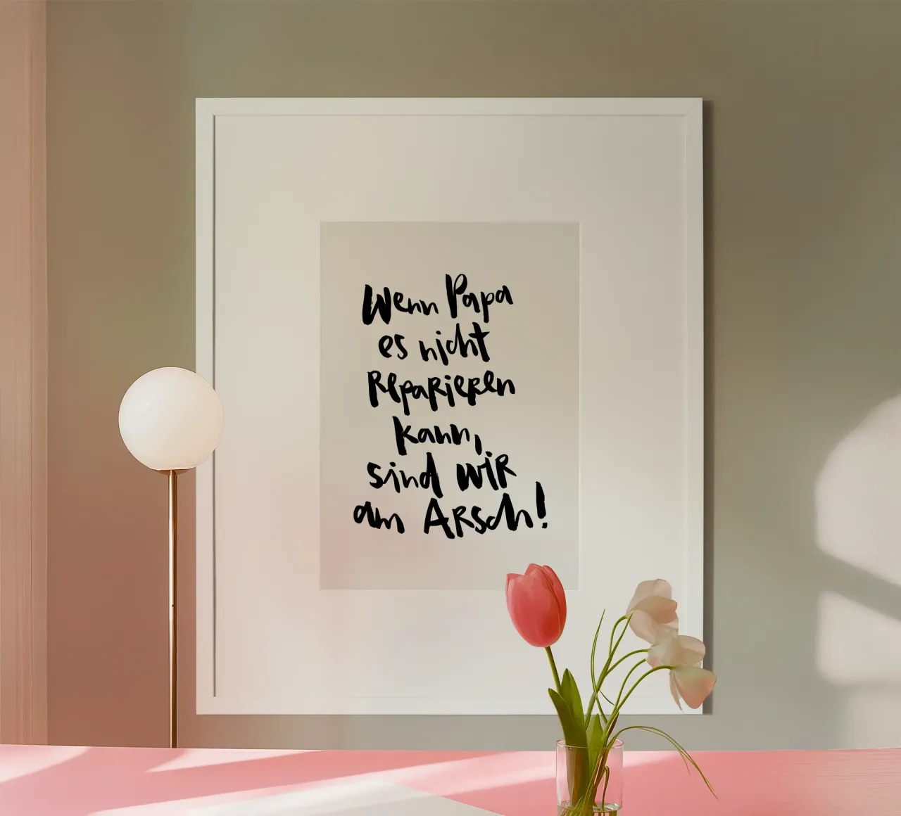 Papa reparieren poster con telaio in legno da Brushmeetspaper