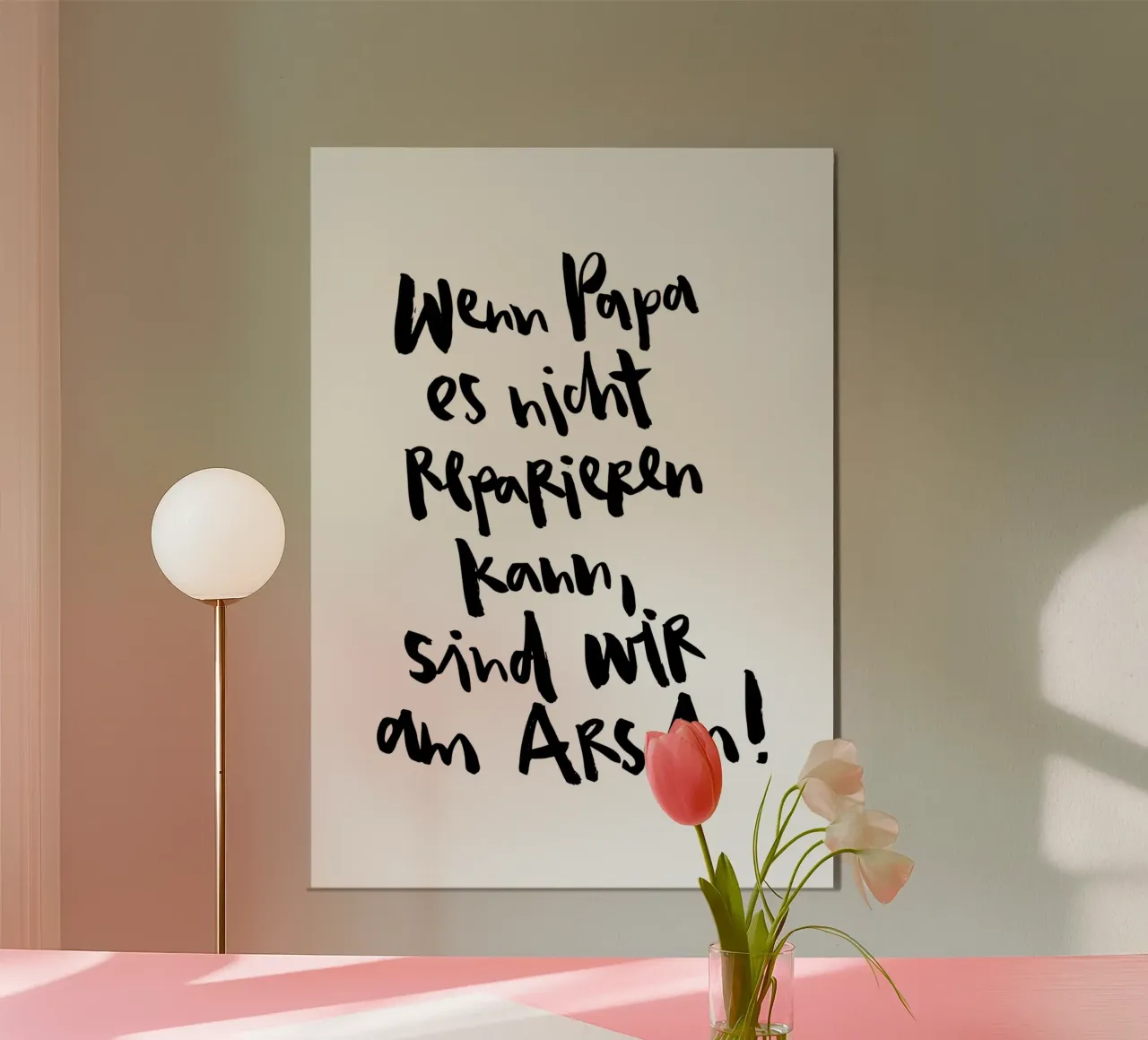 Papa reparieren poster con telaio in legno da Brushmeetspaper