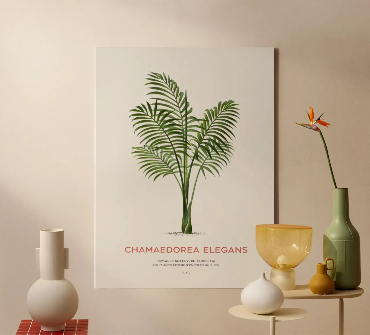 Sierpalm of Chamaedorea elegans canvas met Baklijst van Vintagrafica